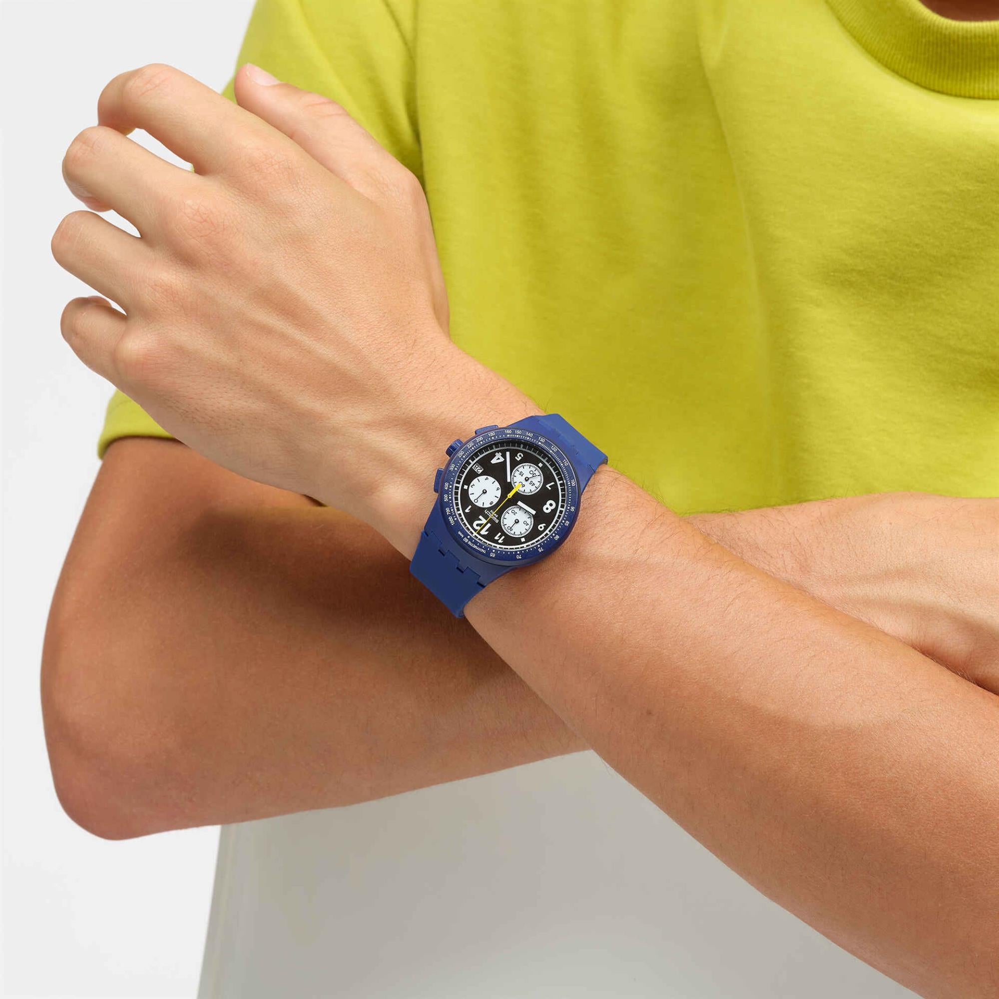 Swatch Nothing Basic About Blue Quartz Blue Dial Silicone Strap Watch SUSN418