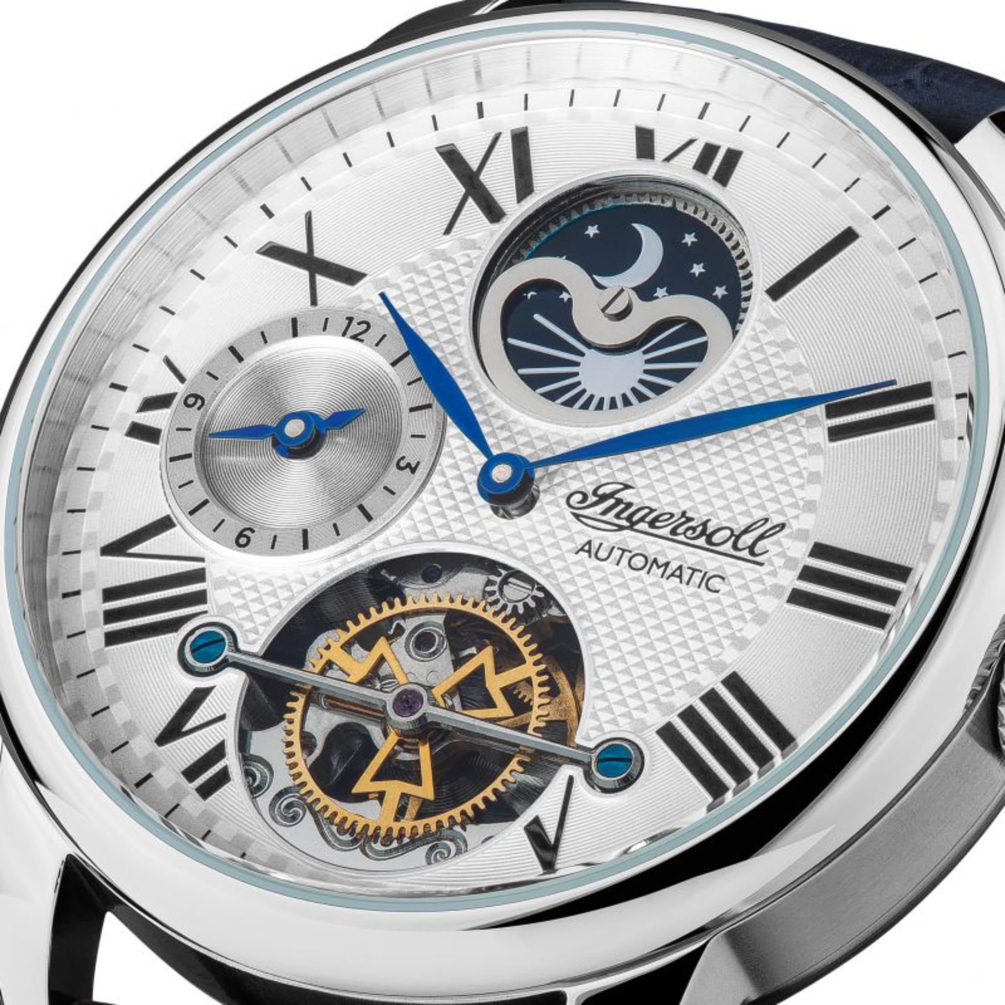 Ingersoll The Riff Automatic Silver Dial Blue Leather Strap Men's Watch I07401