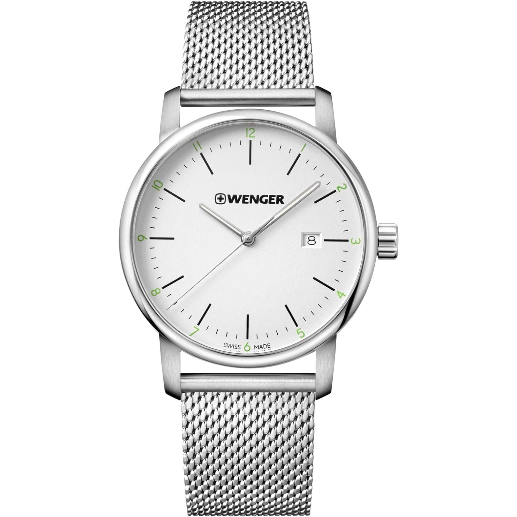 Wenger Urban Classic Quartz White Dial Steel Strap Men's Watch 01.1741.113