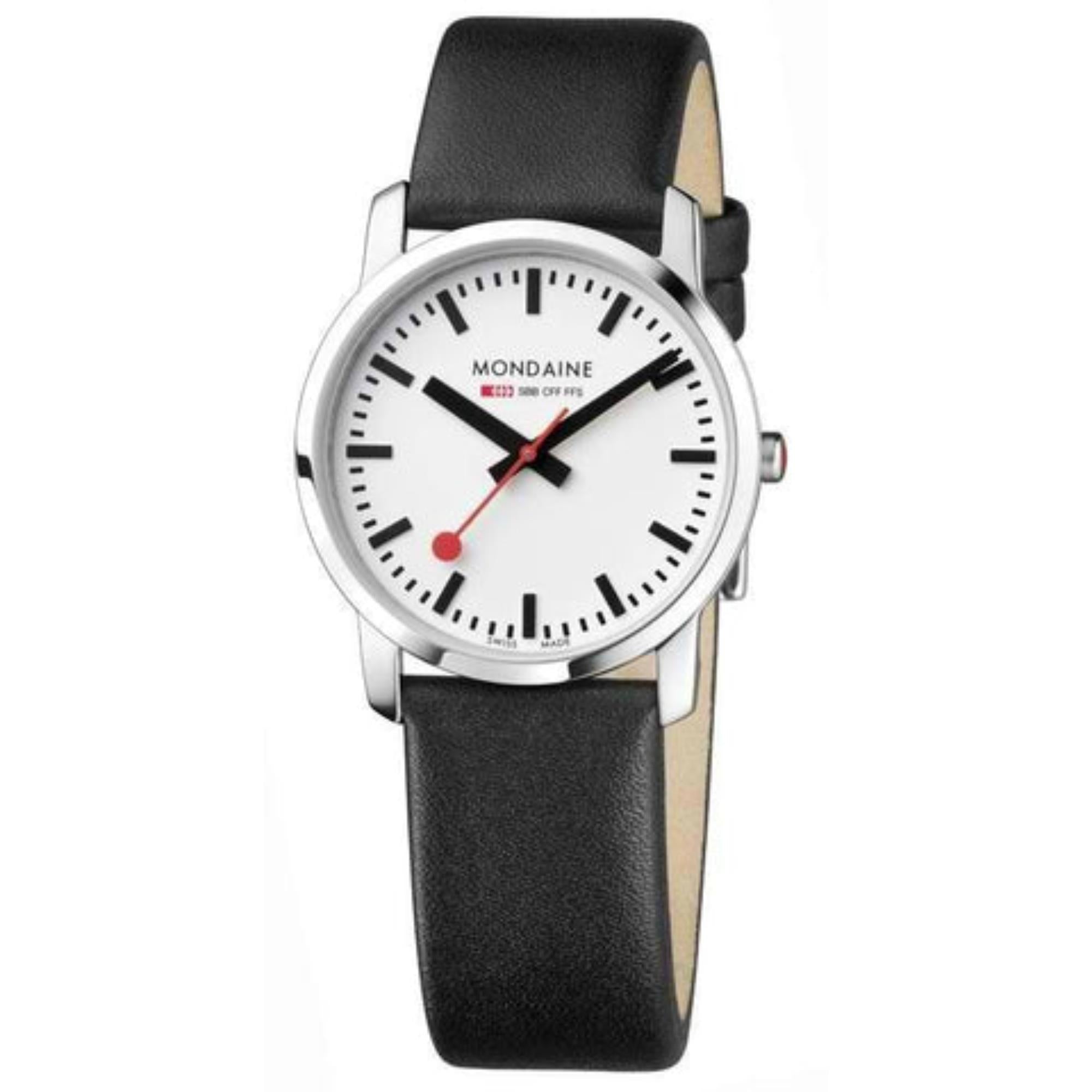 Mondaine Simply Elegant Quartz White Dial Leather Strap Watch A400.30351.11SBB