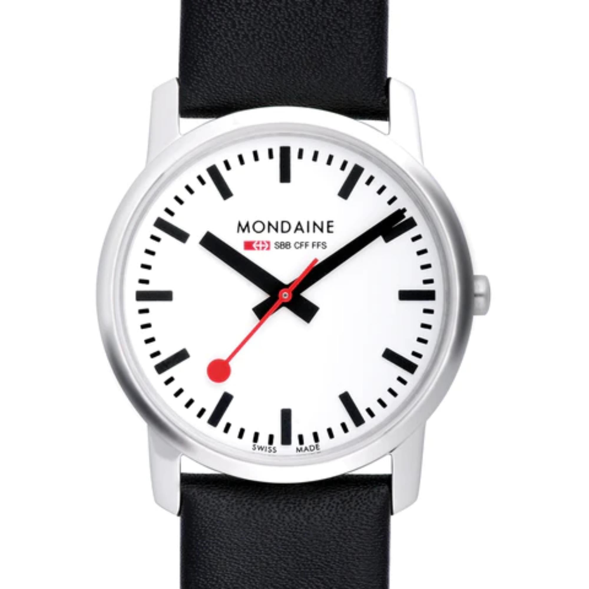Mondaine Simply Elegant Quartz White Dial Leather Strap Watch A400.30351.11SBB