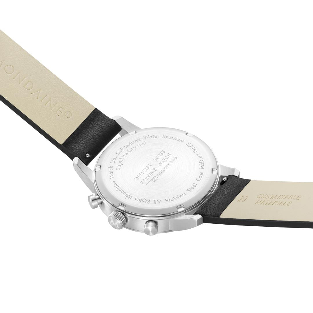 Mondaine Neo SBB Chrono White Dial Grape Leather Strap Men's Watch MSD.41411.LBV