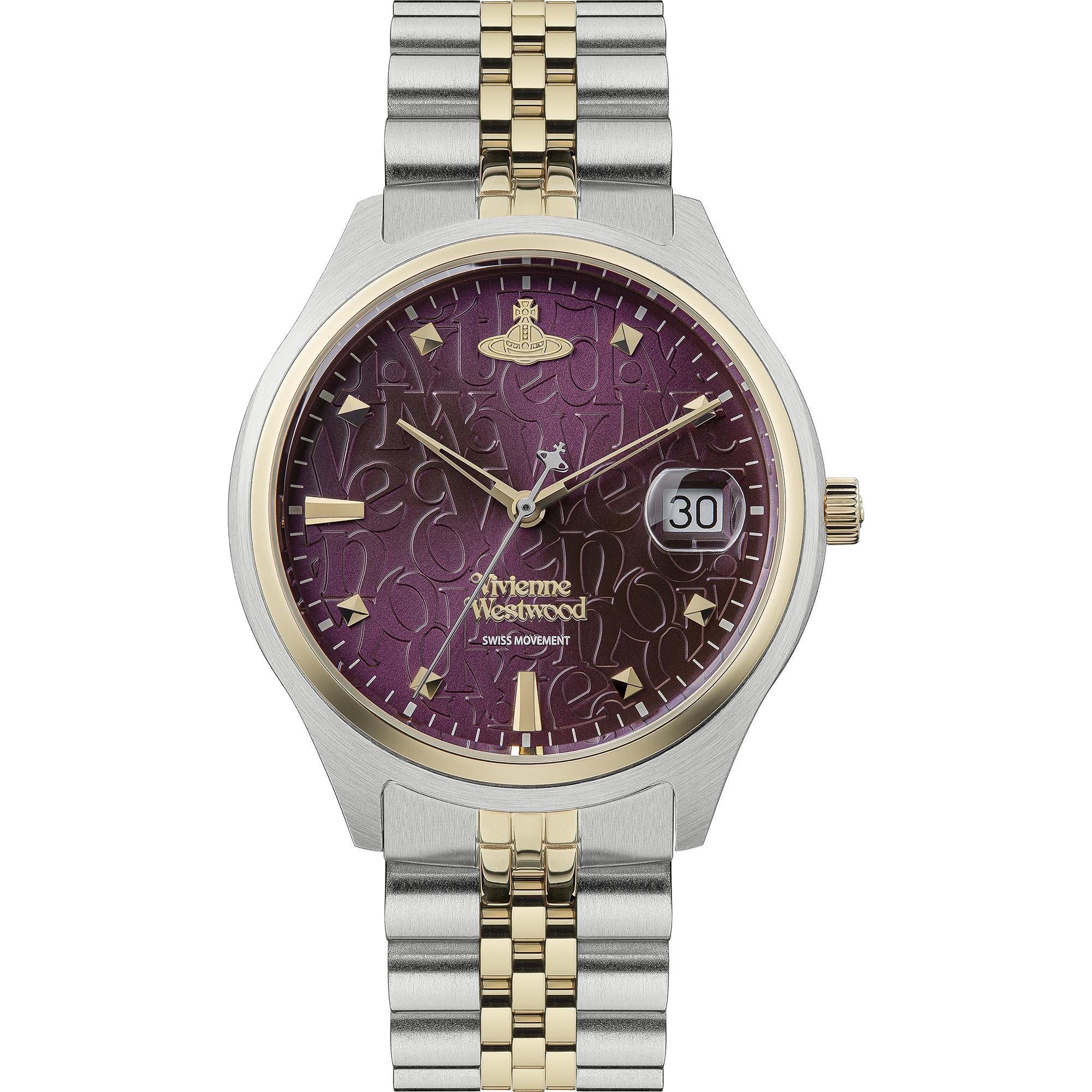 Vivienne Westwood Camberwell Quarz Lila Zifferblatt Zweifarbiges Edelstahlarmband Damen Uhr VV261BYSG