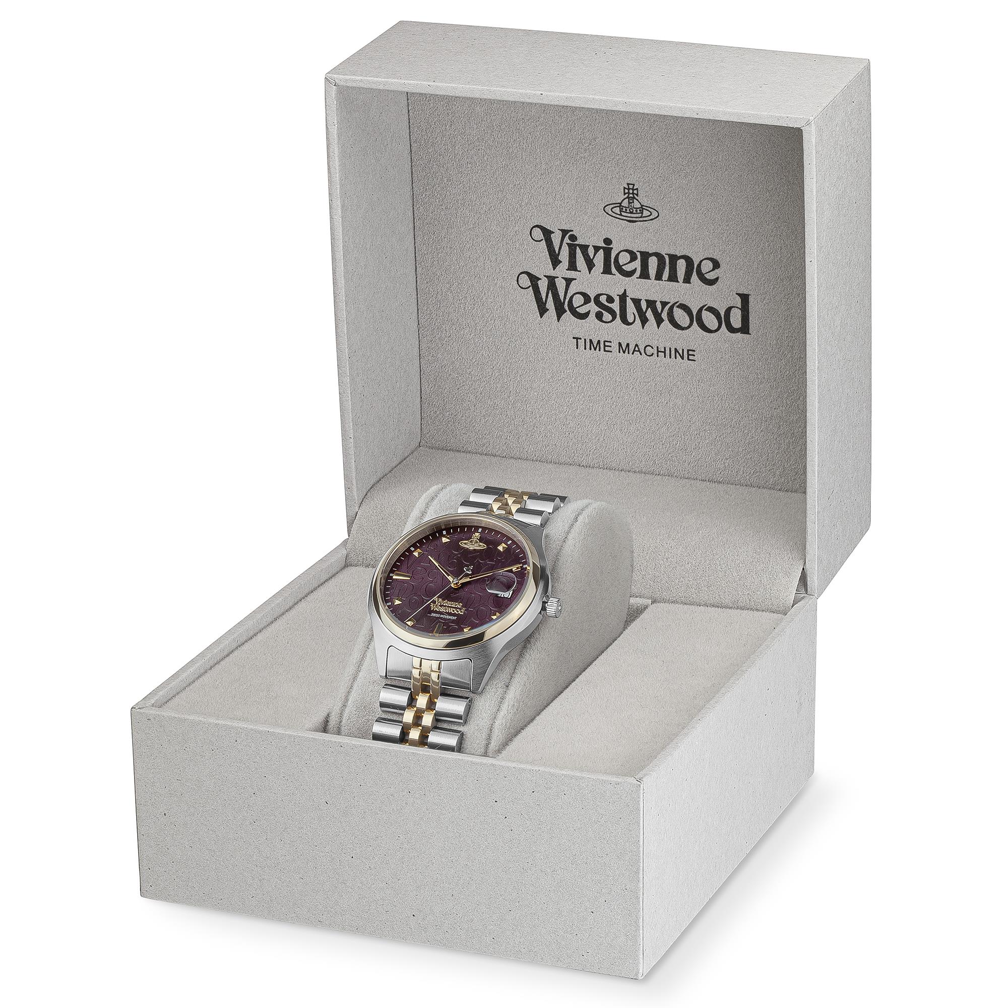 Vivienne Westwood Camberwell Quarz Lila Zifferblatt Zweifarbiges Edelstahlarmband Damen Uhr VV261BYSG