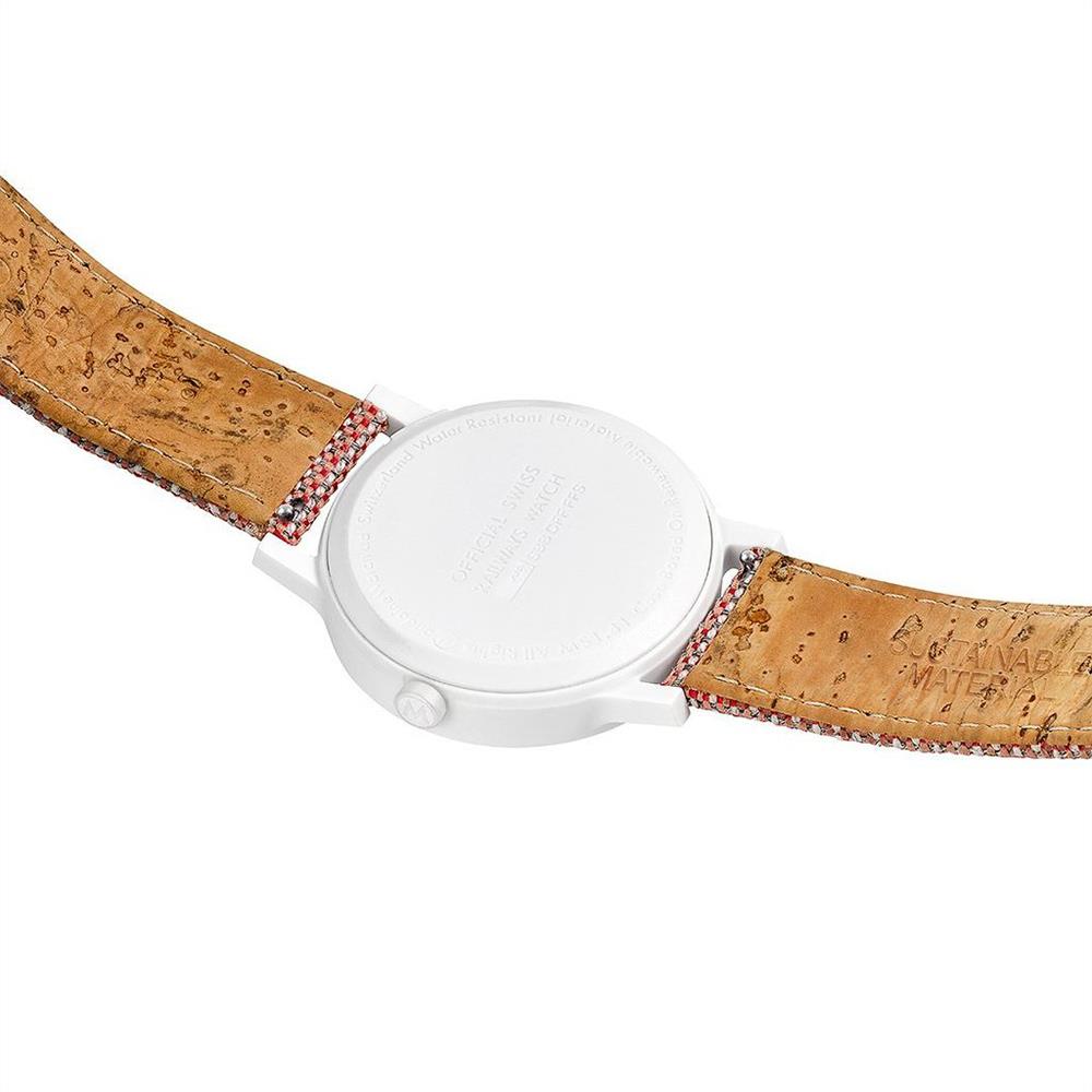 Mondaine Essence Quartz White Dial Red Textile Strap Watch MS1.41110.LP