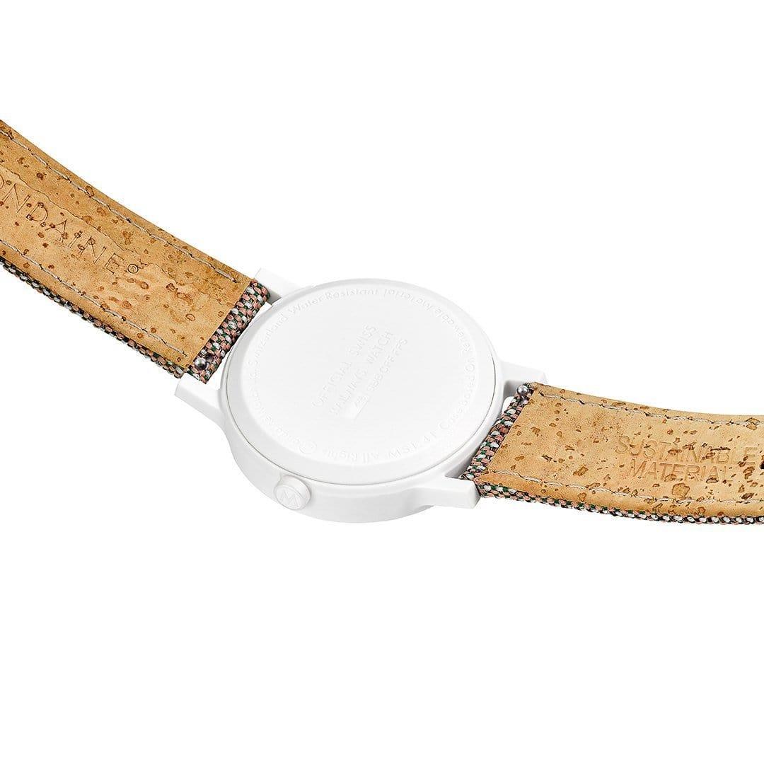 Mondaine Essence Quartz White Dial Brown Textile Strap Watch MS1.41110.LG
