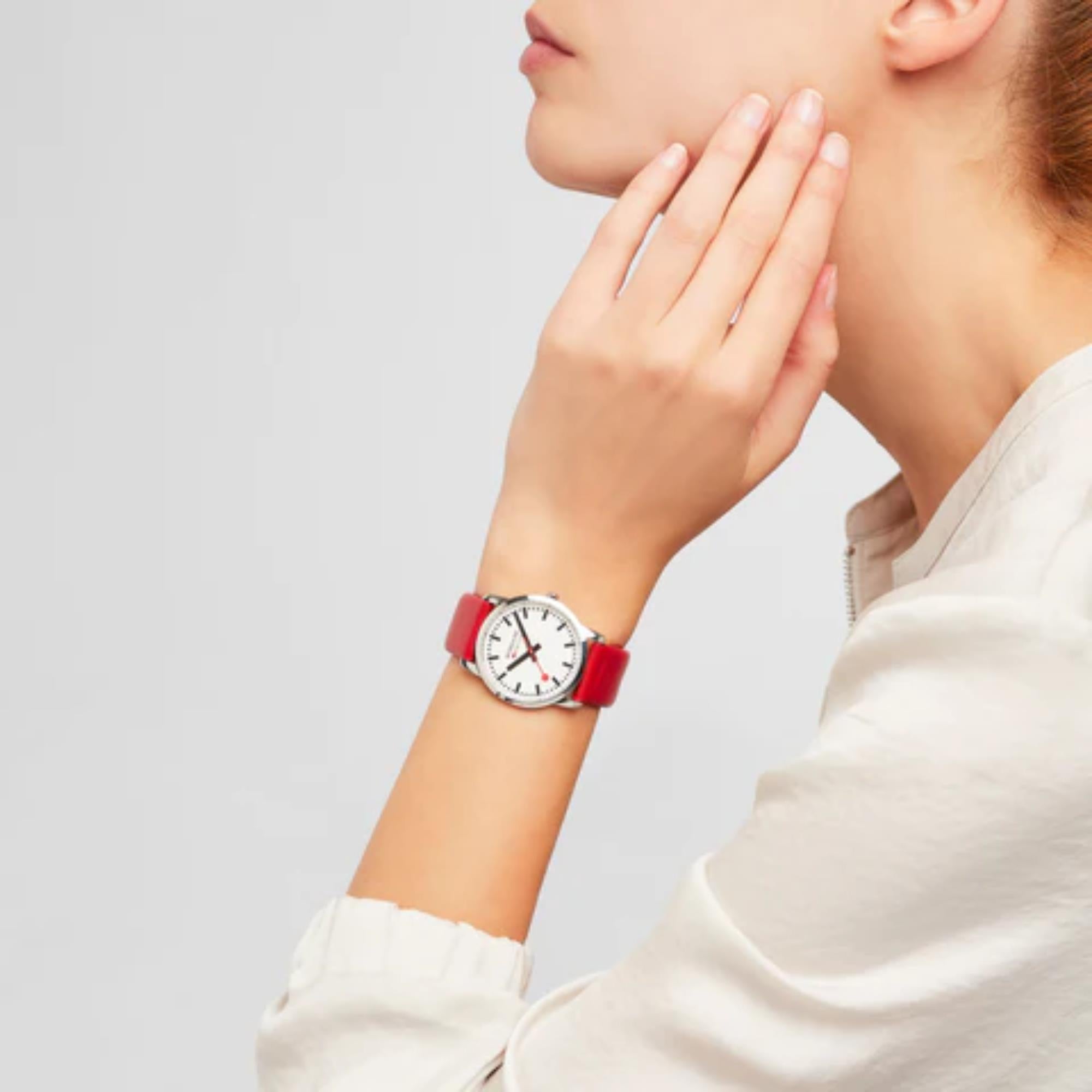 Mondaine Simply Elegant Quartz White Dial Leather Watch A400.30351.11SBC