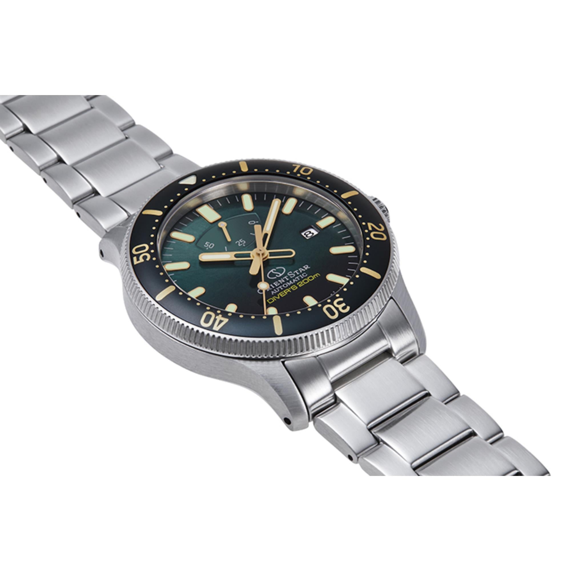 Orient Star 44mm Grünes Zifferblatt Edelstahl Herren Automatik Uhr RE-AU0307E00B