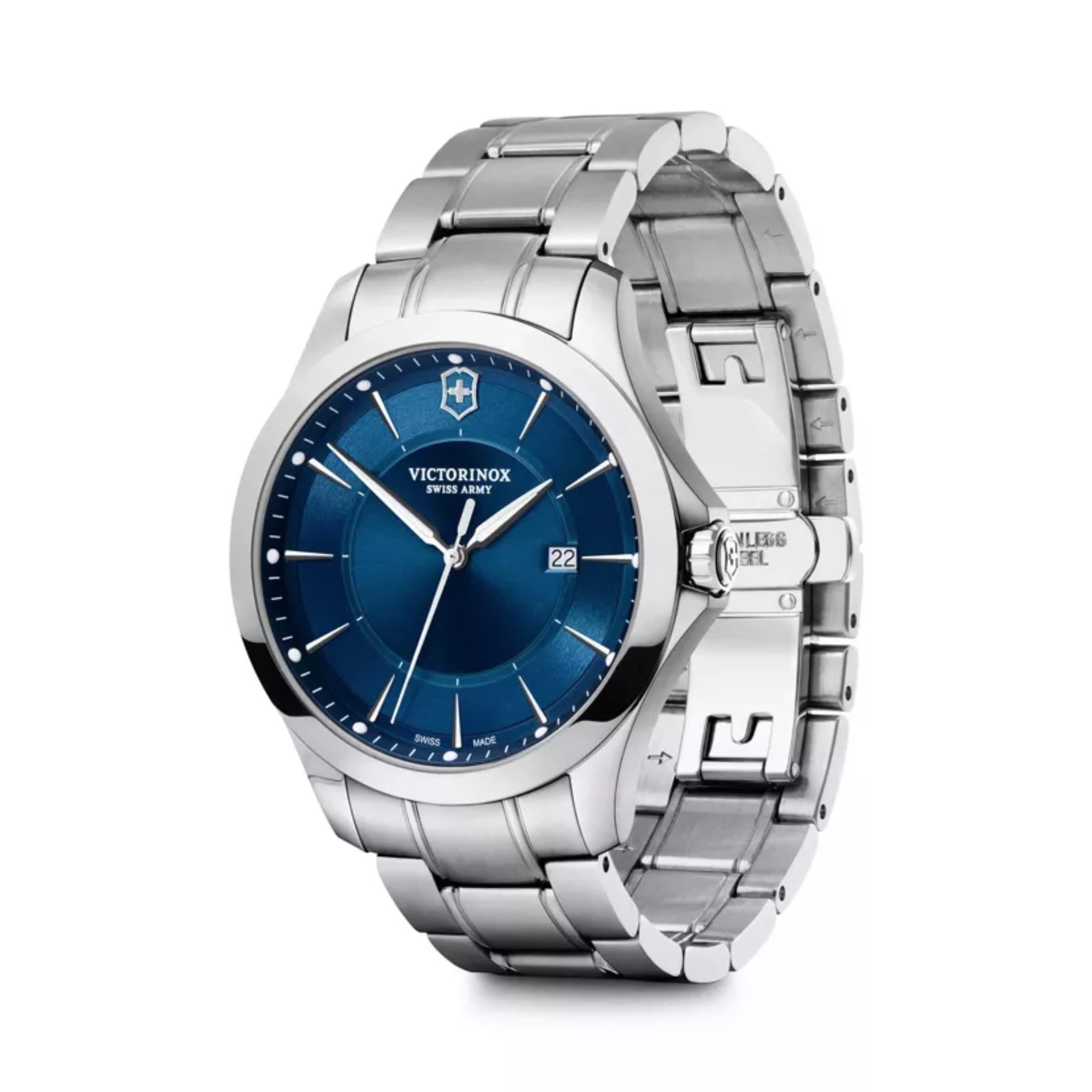 Victorinox Alliance 40mm Blaues Zifferblatt Edelstahl Herren Quarz Uhr 241910.01