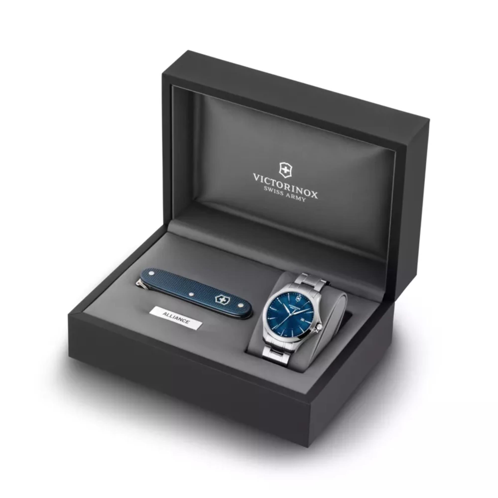 Victorinox Alliance 40mm Blaues Zifferblatt Edelstahl Herren Quarz Uhr 241910.01