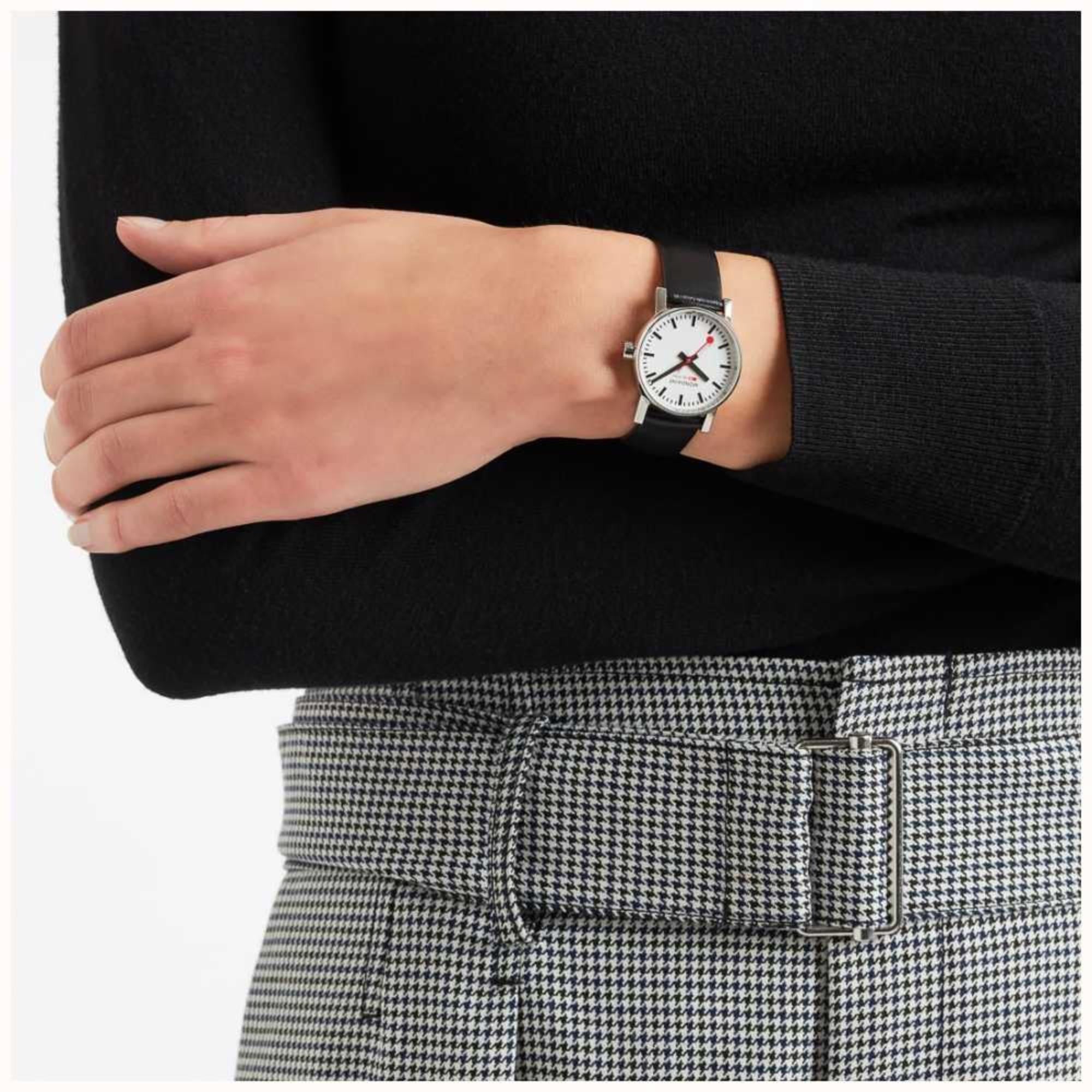 Mondaine Evo2 30mm White Dial Leather Ladies Quartz Watch MSE.30110.LBV