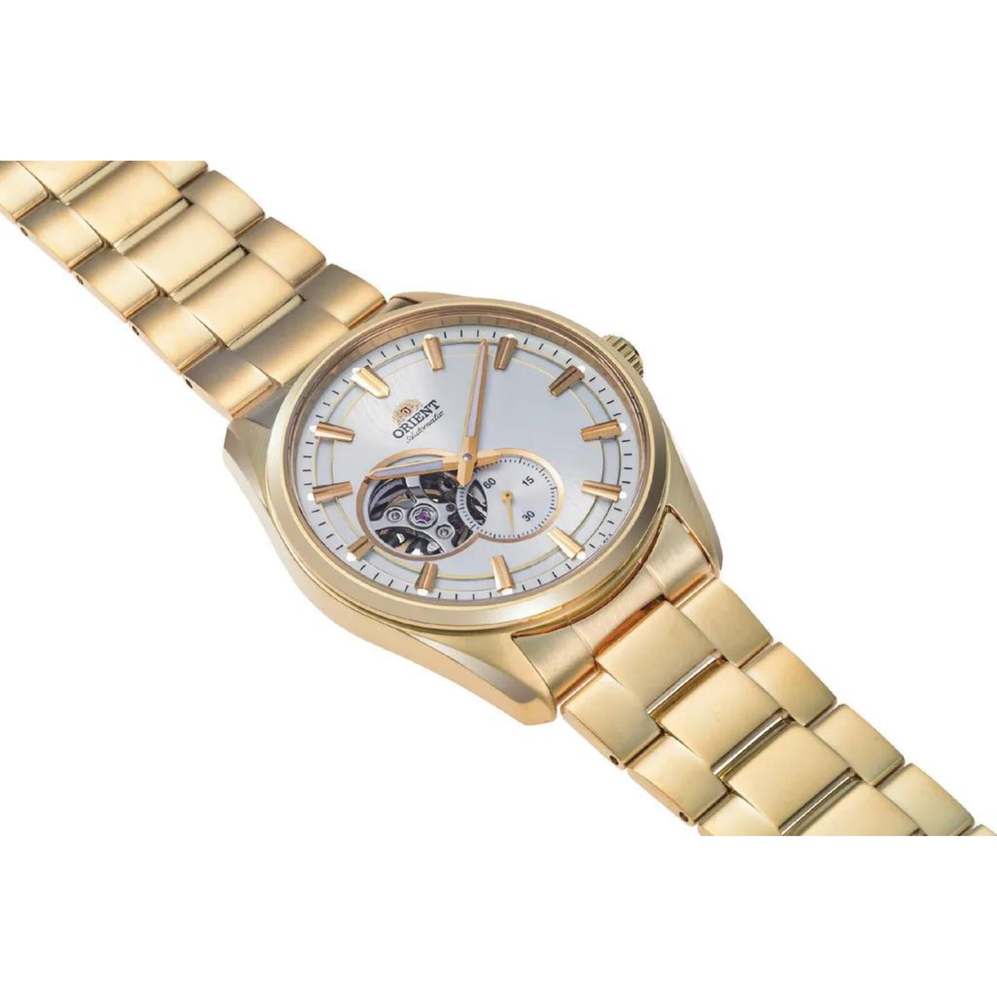 Orient Stretto 41mm Semi Skeleton White Dial Steel Mens Automatic Watch RA-AR0007S10B