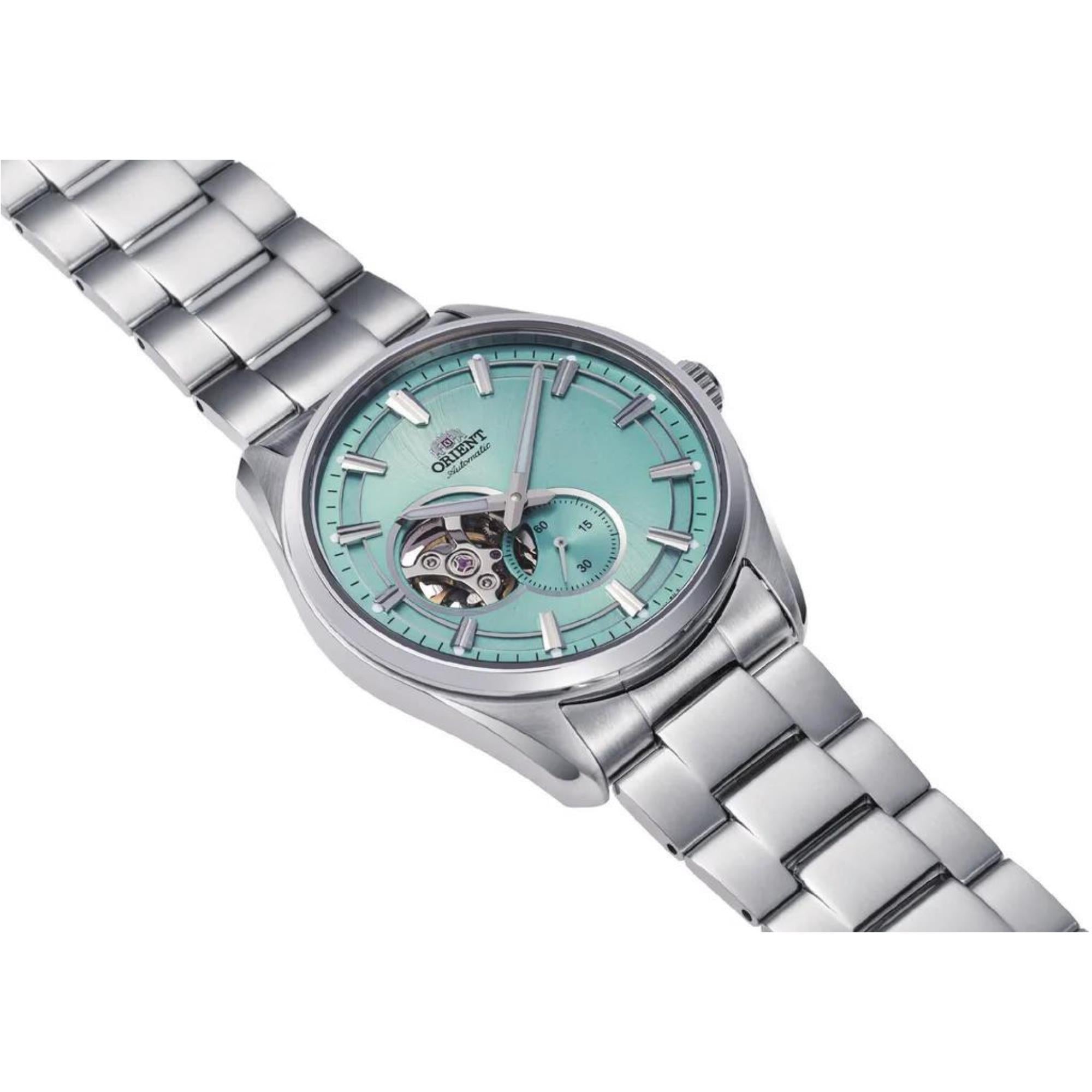 Orient Stretto 40.8mm Semi Skeleton Blue Dial Steel Mens Automatic Watch RA-AR0009L10B