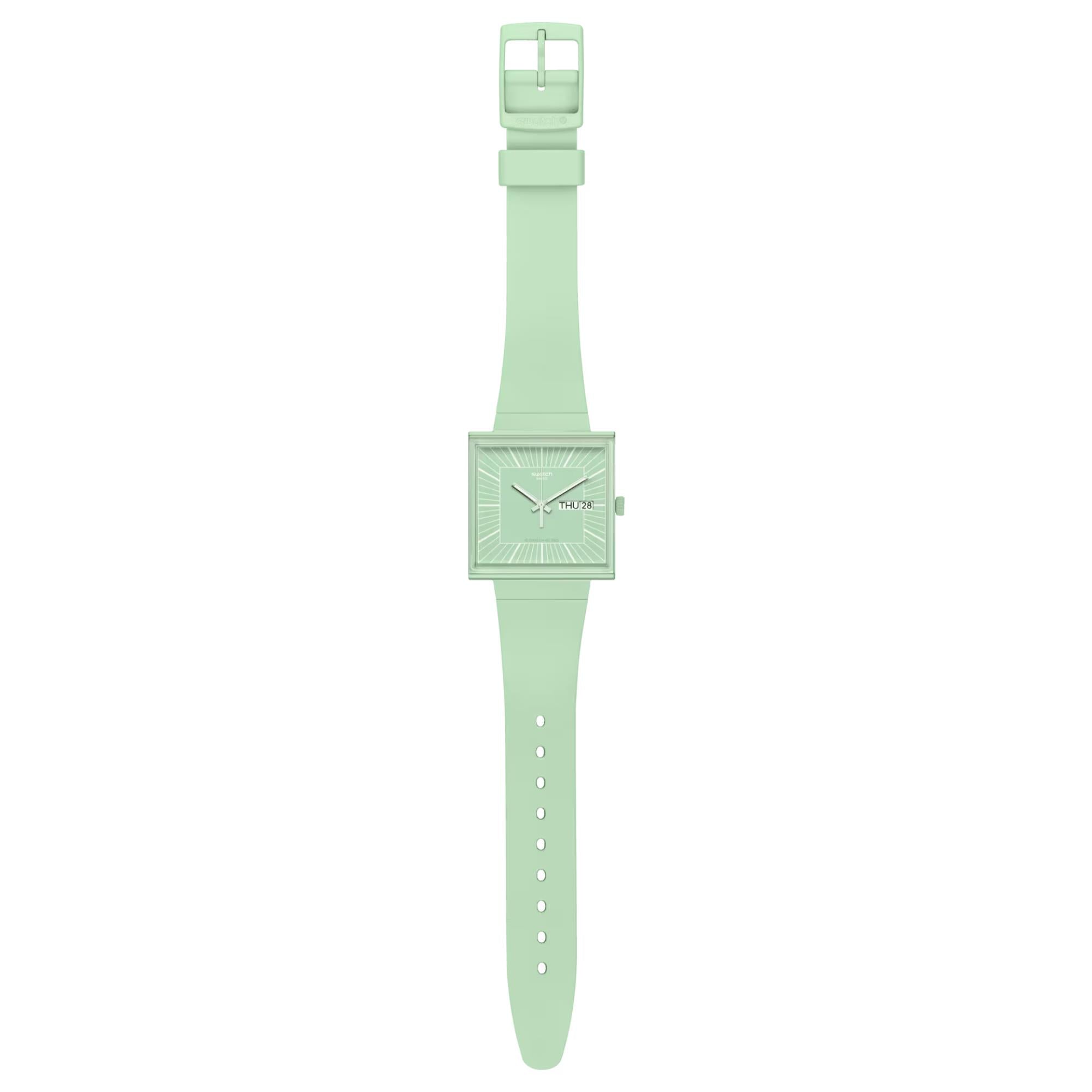 Swatch WHAT IF…MINT? Quartz Green Dial Bioceramic Strap Watch SO34G701