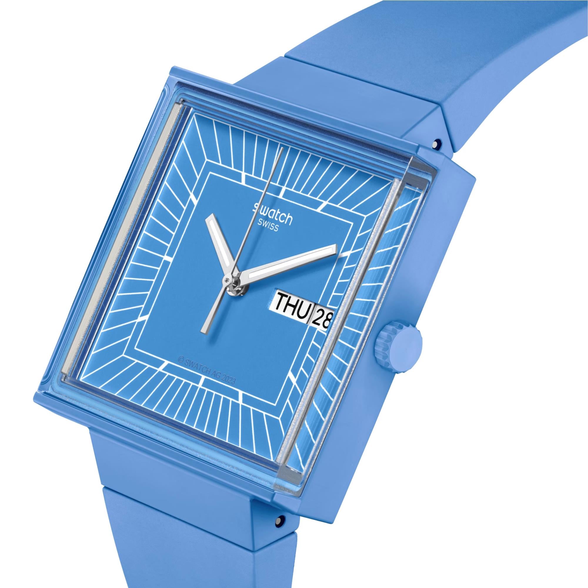 Swatch WHAT IF…SKY? Quartz Blue Dial Blue Biosourced Strap Watch SO34S700