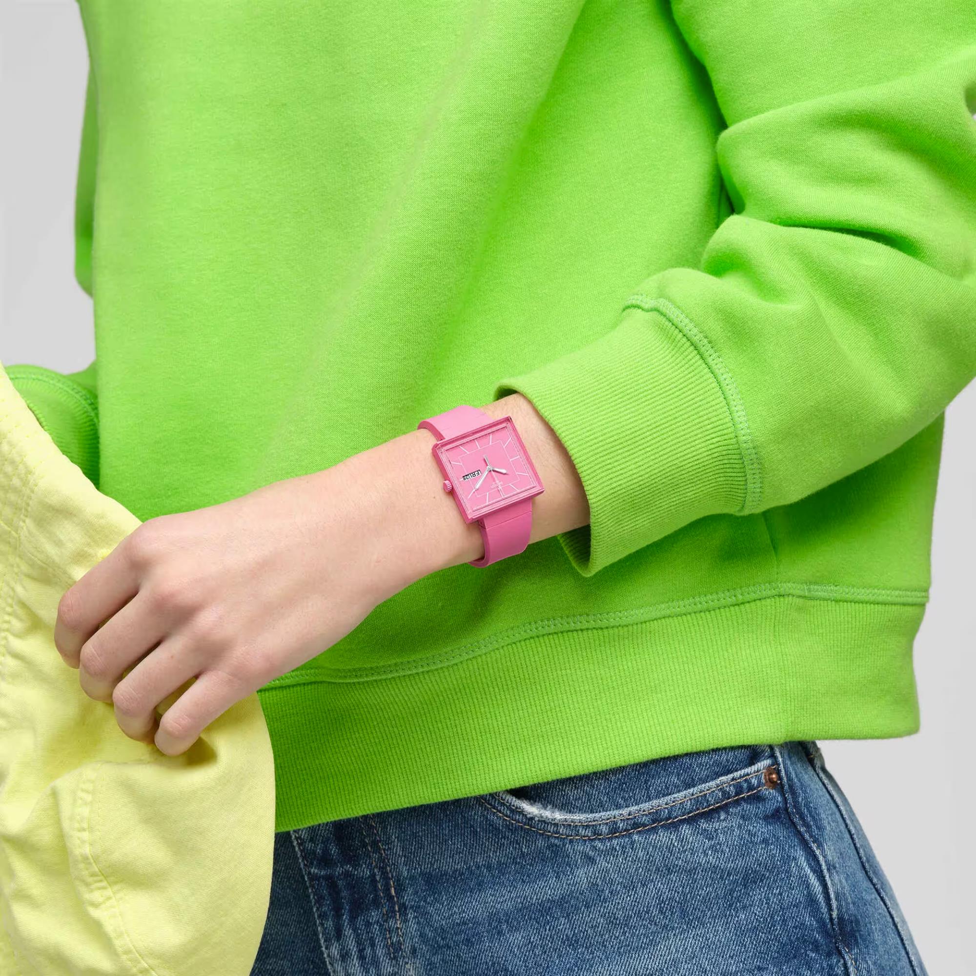 Swatch WHAT IF…ROSE? Quartz Pink Dial Biosourced Strap Watch SO34P700