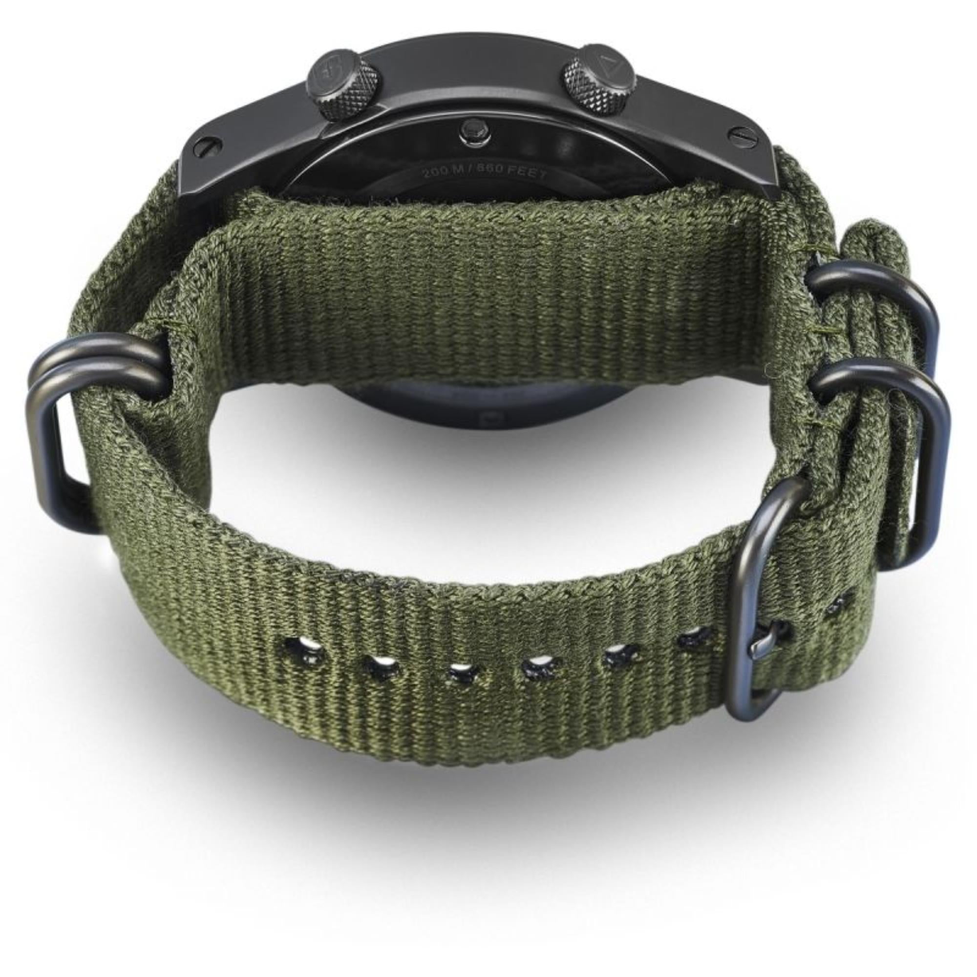 Elliot Brown Canford Schwarzes Zifferblatt Grünes Textil Armband Herren Uhr 202-004-N01