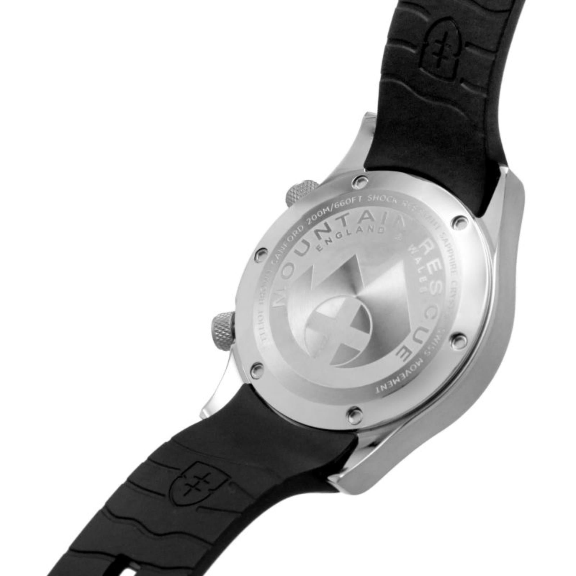 Elliot Brown Canford Mountain Rescue Schwarzes Zifferblatt Schwarzes Gummi Armband Herren Uhr 202-012-R01