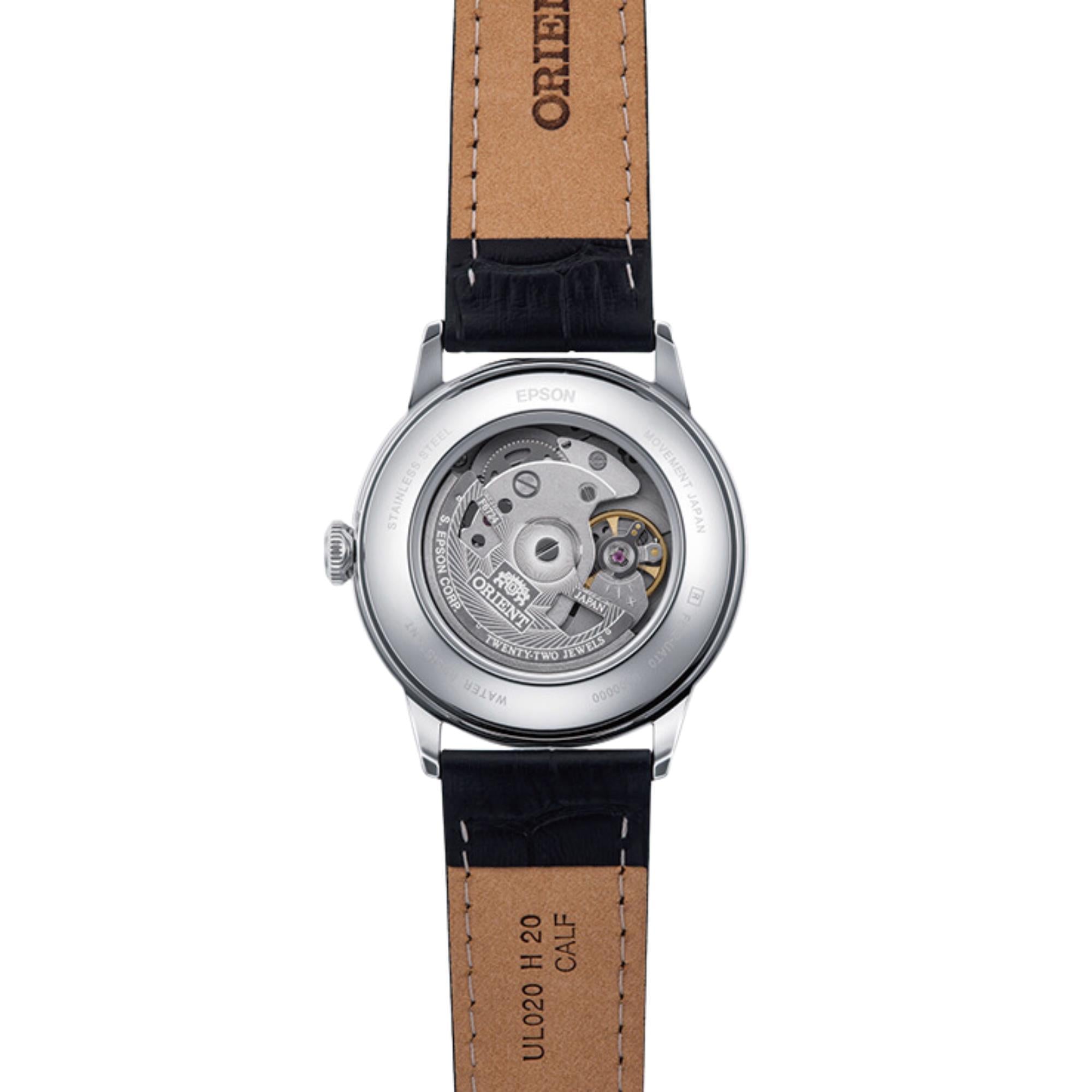 Orient Bambino 38mm Ex-Display Classic Black Dial Leather Mens Automatic Watch RA-AC0M02B10B-EX