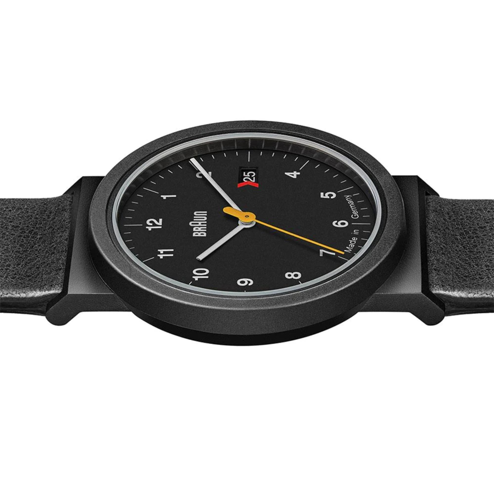 Braun Quarz Schwarzes Zifferblatt Schwarzes Lederarmband Herren Uhr AW10EVOB