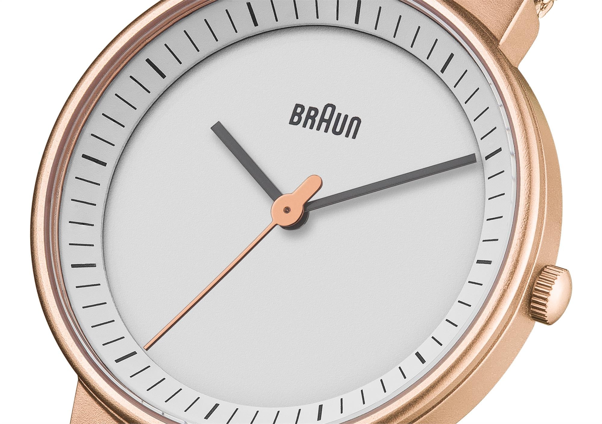Braun Classic Quartz White Dial Steel Strap Ladies Watch BN0031RGMHL