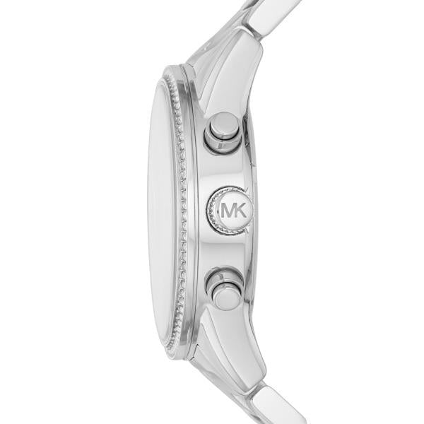 Michael Kors Bryant Chronograph Silbernes Zifferblatt Edelstahlarmband Silbernes Zifferblatt Damenuhr MK6428