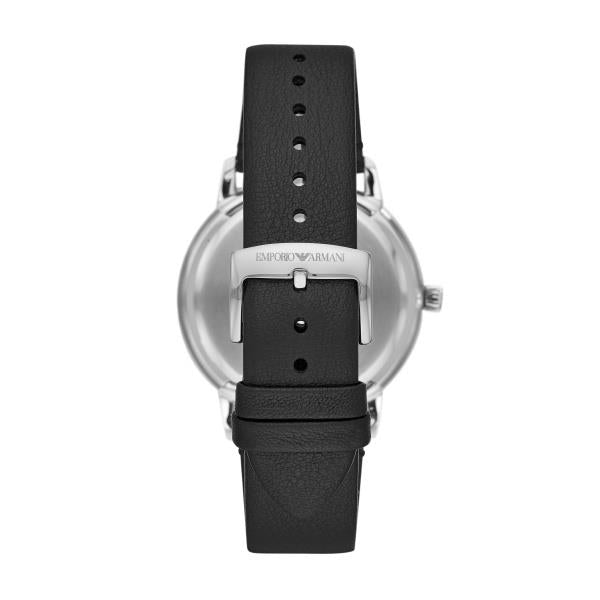 Emporio Armani Ruggero 43mm Graues Zifferblatt Leder Herren Quarz Uhr AR11277