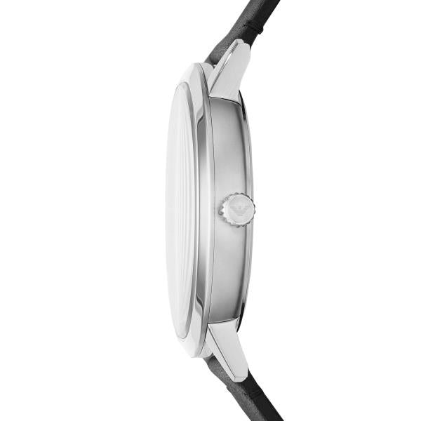 Emporio Armani Ruggero 43mm Graues Zifferblatt Leder Herren Quarz Uhr AR11277