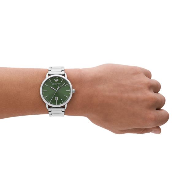 Emporio Armani Ruggero 43mm Green Dial Steel Mens Quartz Watch AR11575