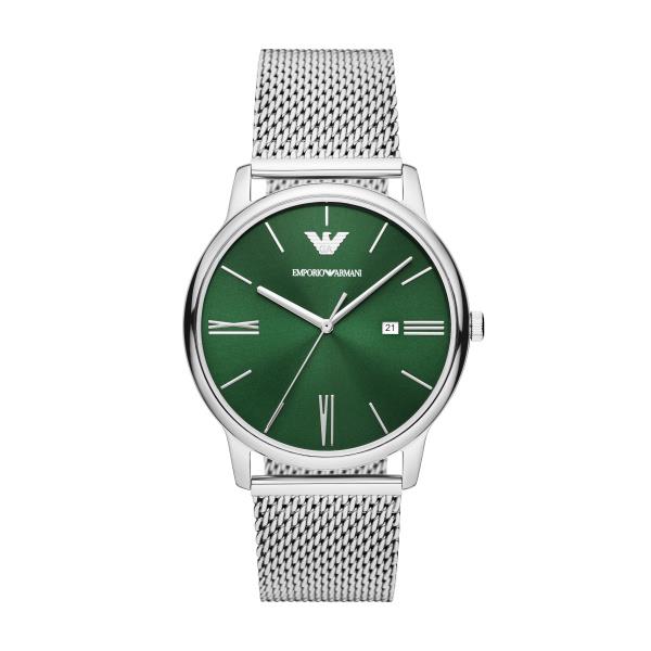 Emporio Armani Minimalist 42mm Green Dial Steel Mens Quartz Watch AR11578