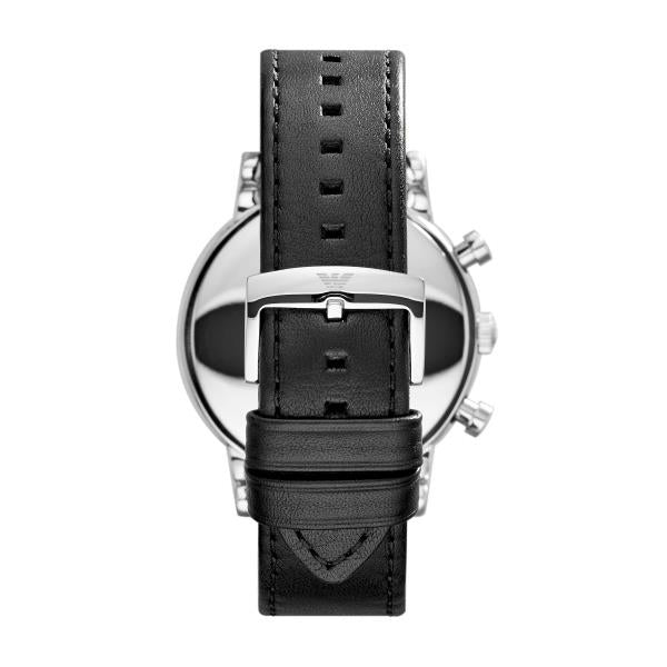 Emporio Armani Luigi 46mm Chronograph Schwarzes Zifferblatt Leder Herren Quarz Uhr AR1828