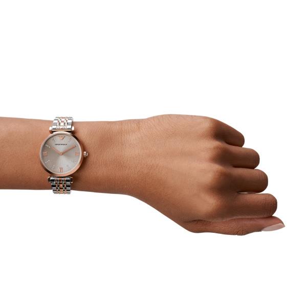 Emporio Armani Gianni T-BAR 32mm Champagne Dial Steel Ladies Quartz Watch AR1840