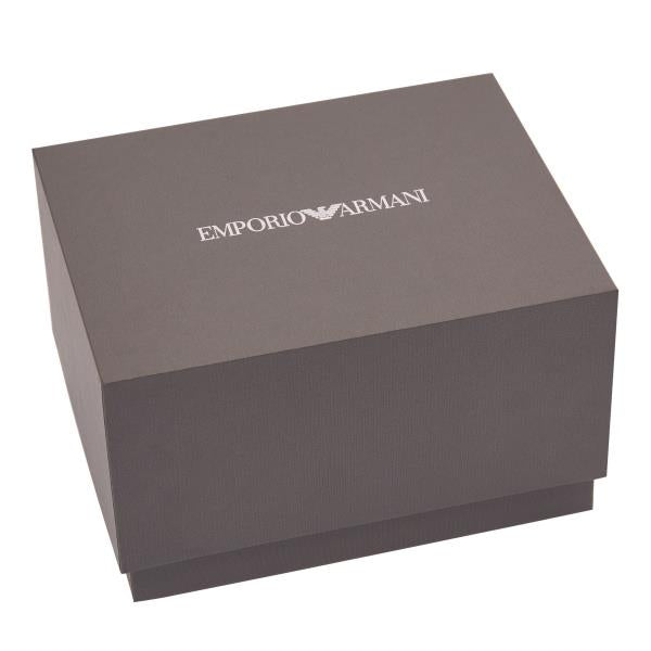 Emporio Armani Paolo 42mm Chronograph Black Dial Leather Mens Quartz Watch and Bracelet Gift Set AR80070SET