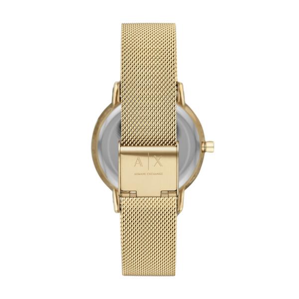 Armani Exchange Lola 36mm Gold Dial Steel Ladies Quartz Watch AX5536