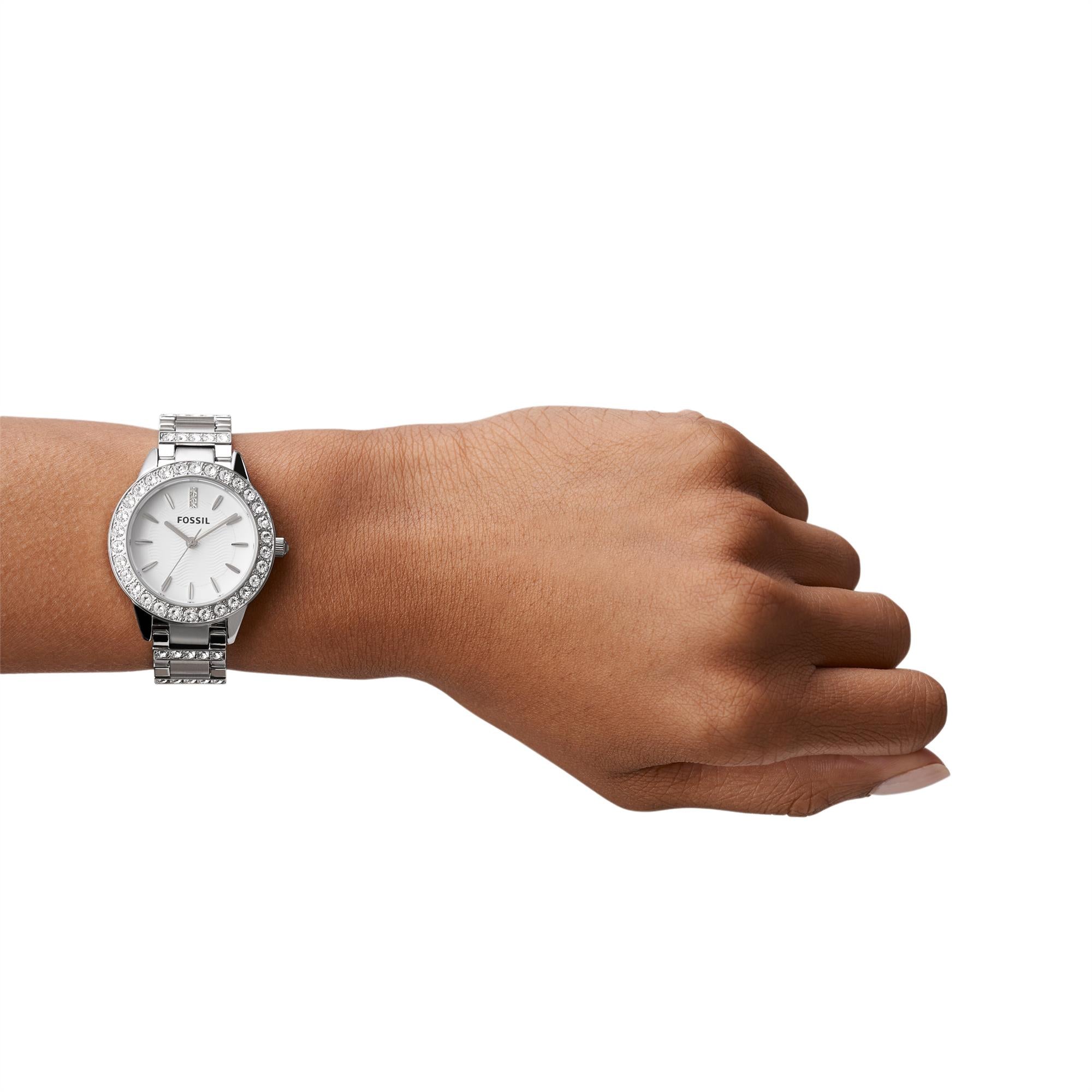 Fossil Jesse 34mm Silver Dial Steel Ladies Quartz Watch ES2362