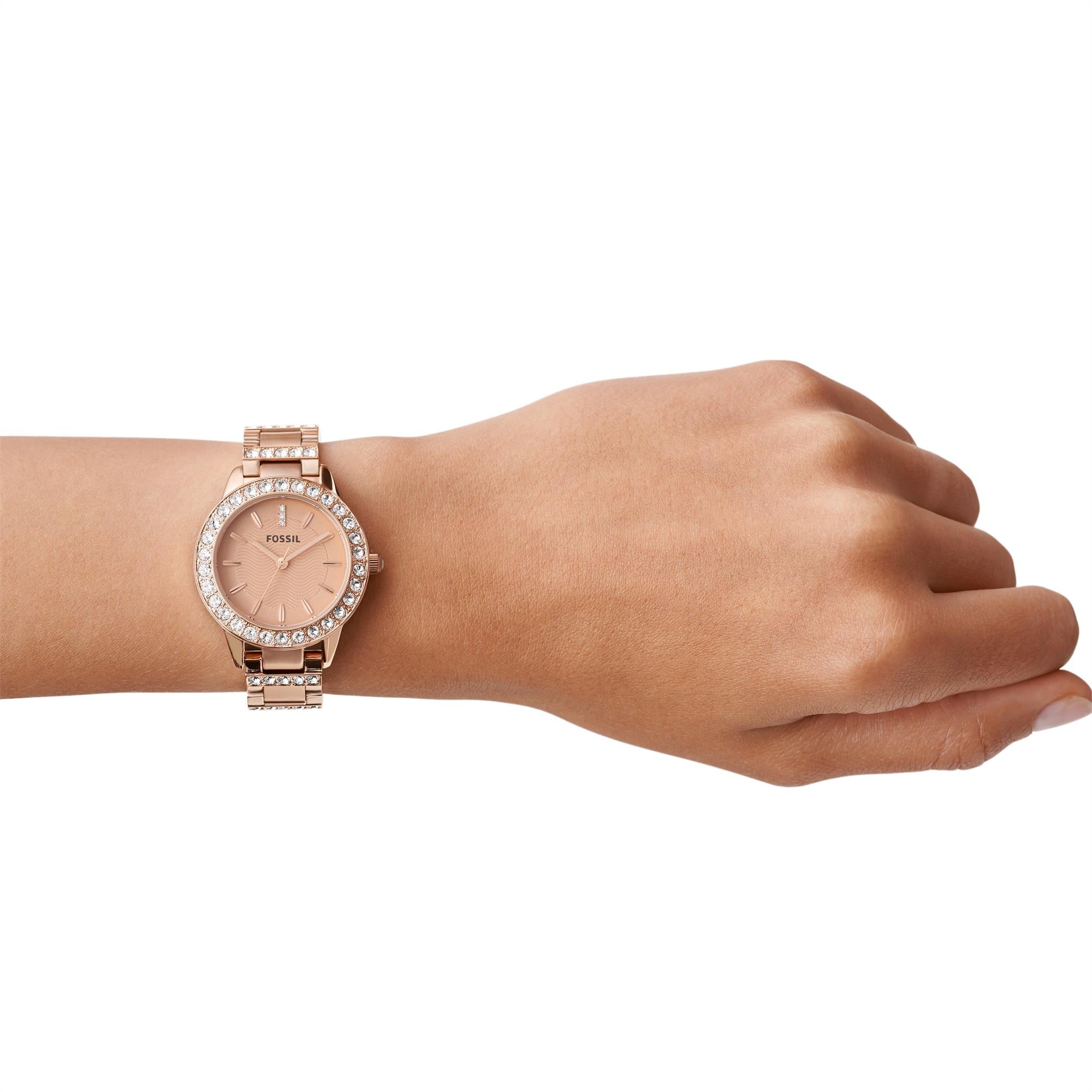 Fossil Jesse Rose 34mm Roségoldenes Zifferblatt Stahl Damen Quarz Uhr ES3020