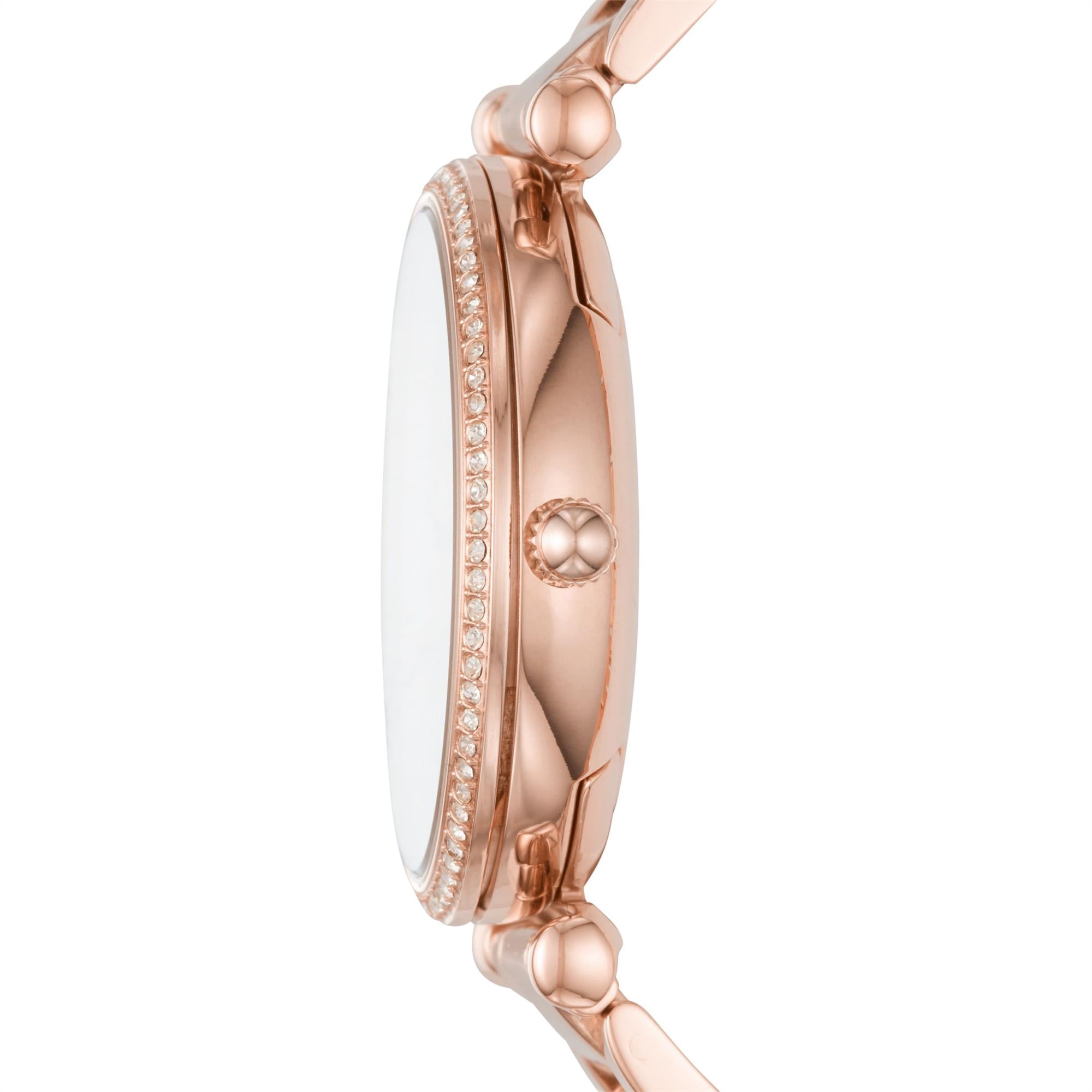 Fossil Carlie 35mm Rose Gold Dial Steel Ladies Quartz Watch ES4301
