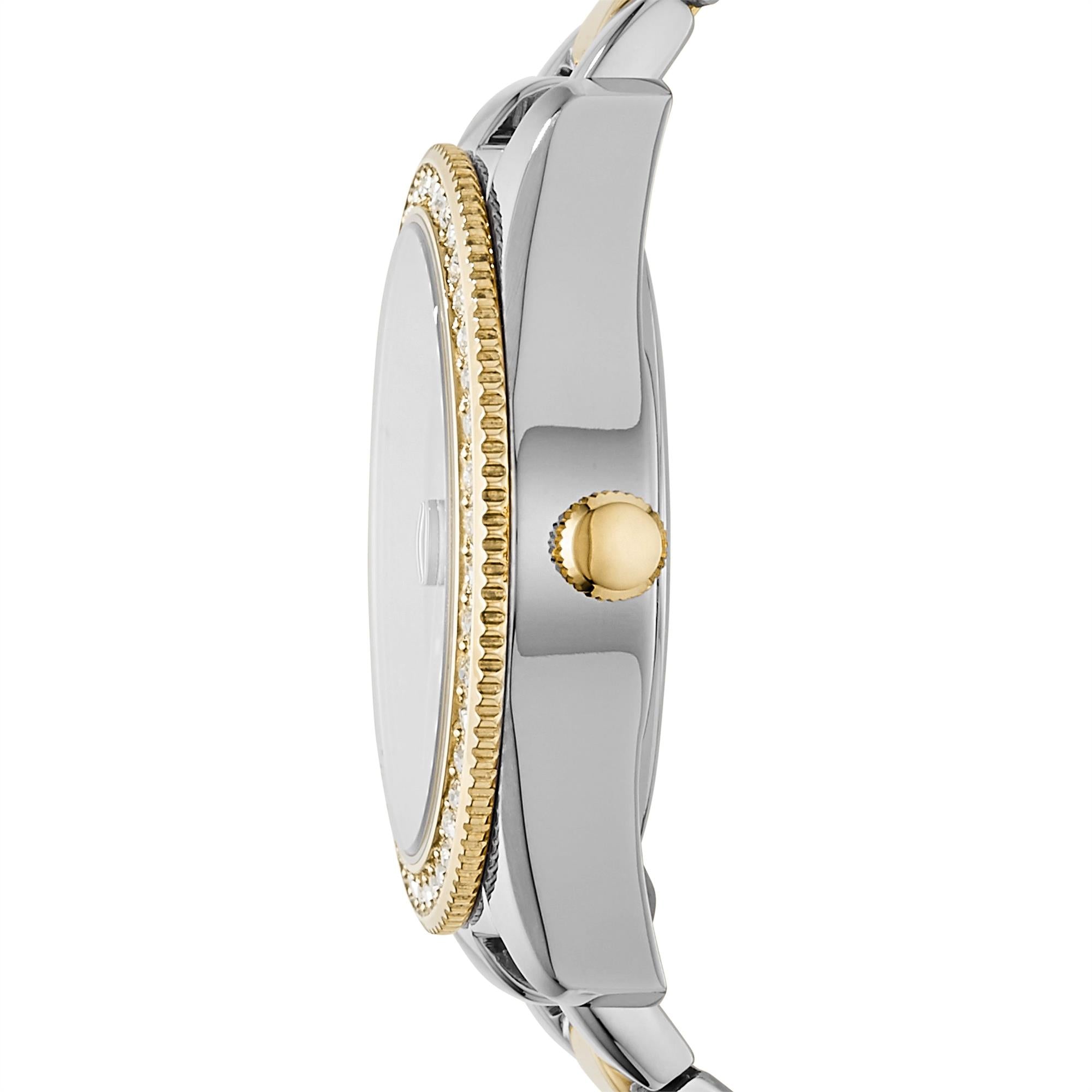Fossil Scarlette 33mm Gold Dial Steel Ladies Quartz Watch ES4319