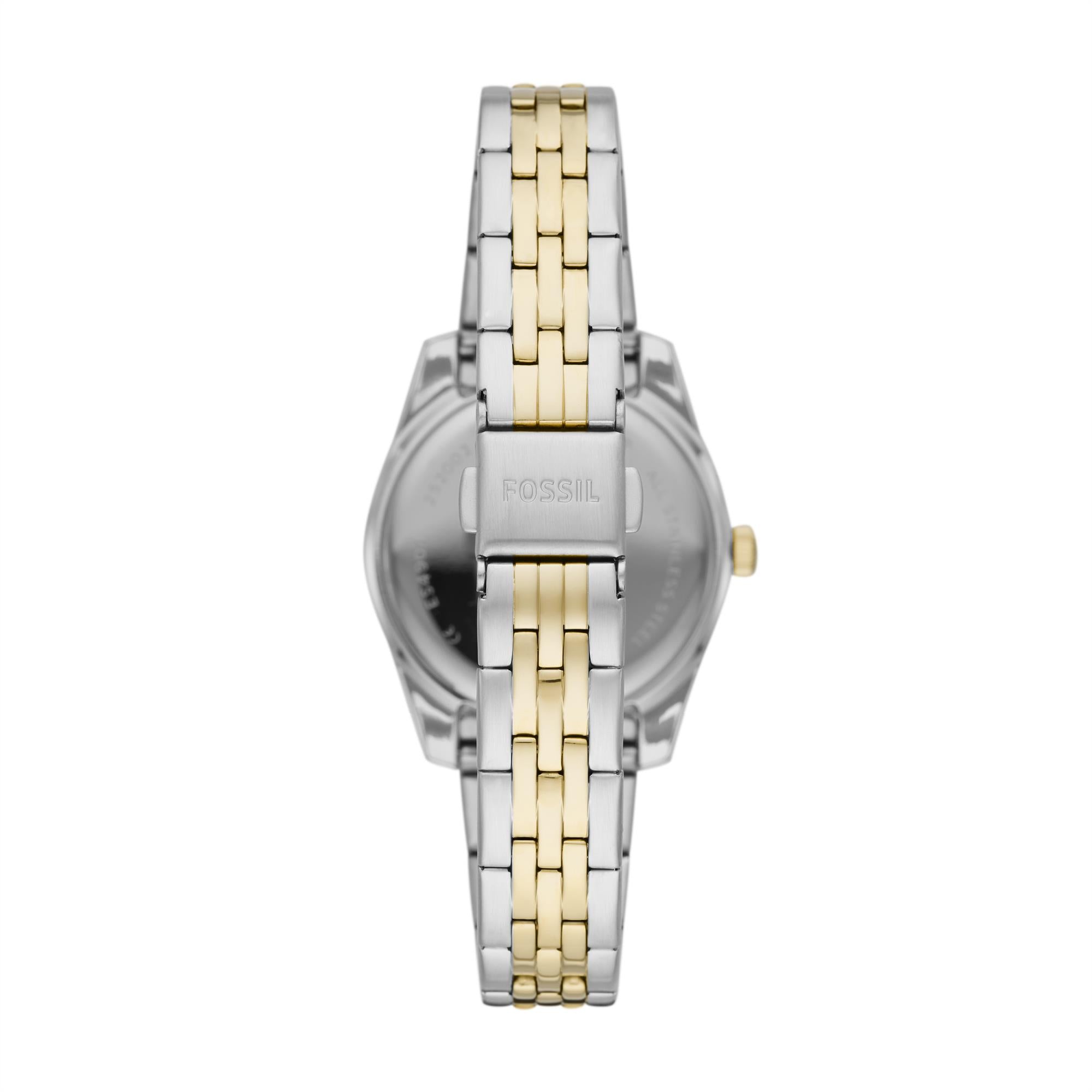 Fossil Scarlette 33mm Goldenes Zifferblatt Stahl Damen Quarz Uhr ES4949