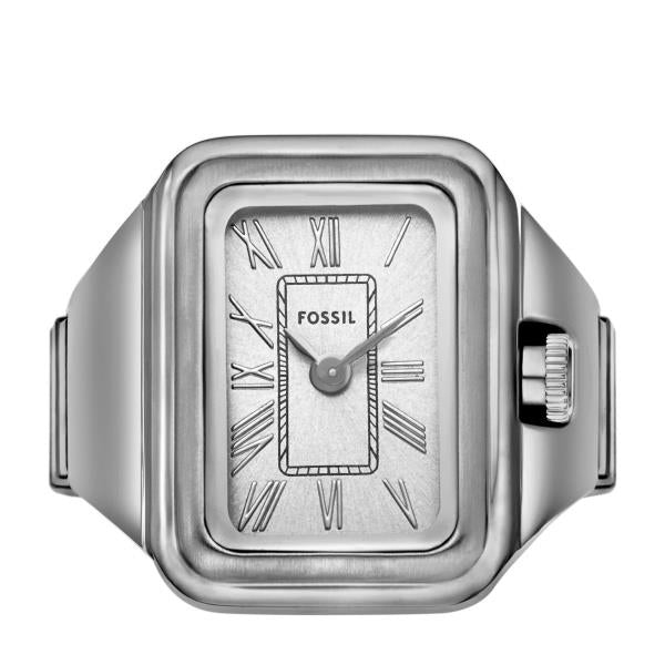 Fossil Raquel 14mm Silver Dial Steel Ladies Quartz Ring Watch ES5344