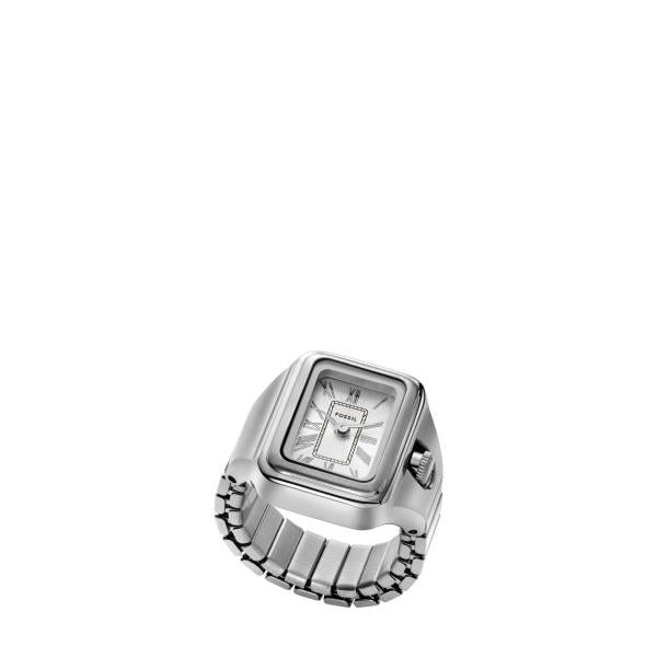 Fossil Raquel 14mm Silver Dial Steel Ladies Quartz Ring Watch ES5344