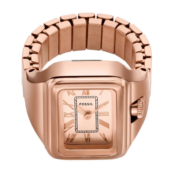 Fossil Raquel 14mm Rose Gold Dial Steel Ladies Quartz Ring Watch ES5345
