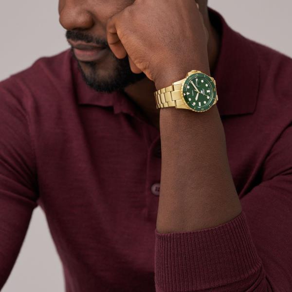 Fossil Blue Dive 42mm Green Dial Steel Mens Quartz Watch FS6030