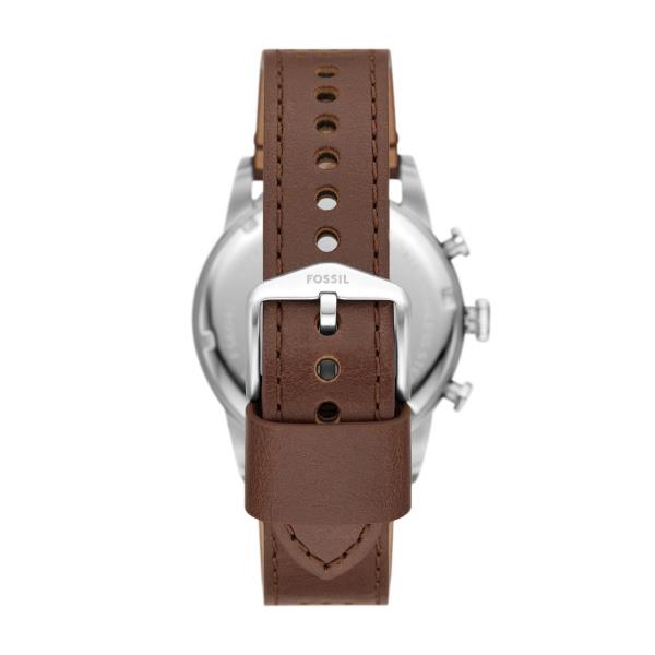 Fossil Sport Tourer 42mm Chronograph Cream Dial Leather Mens Quartz Watch FS6042