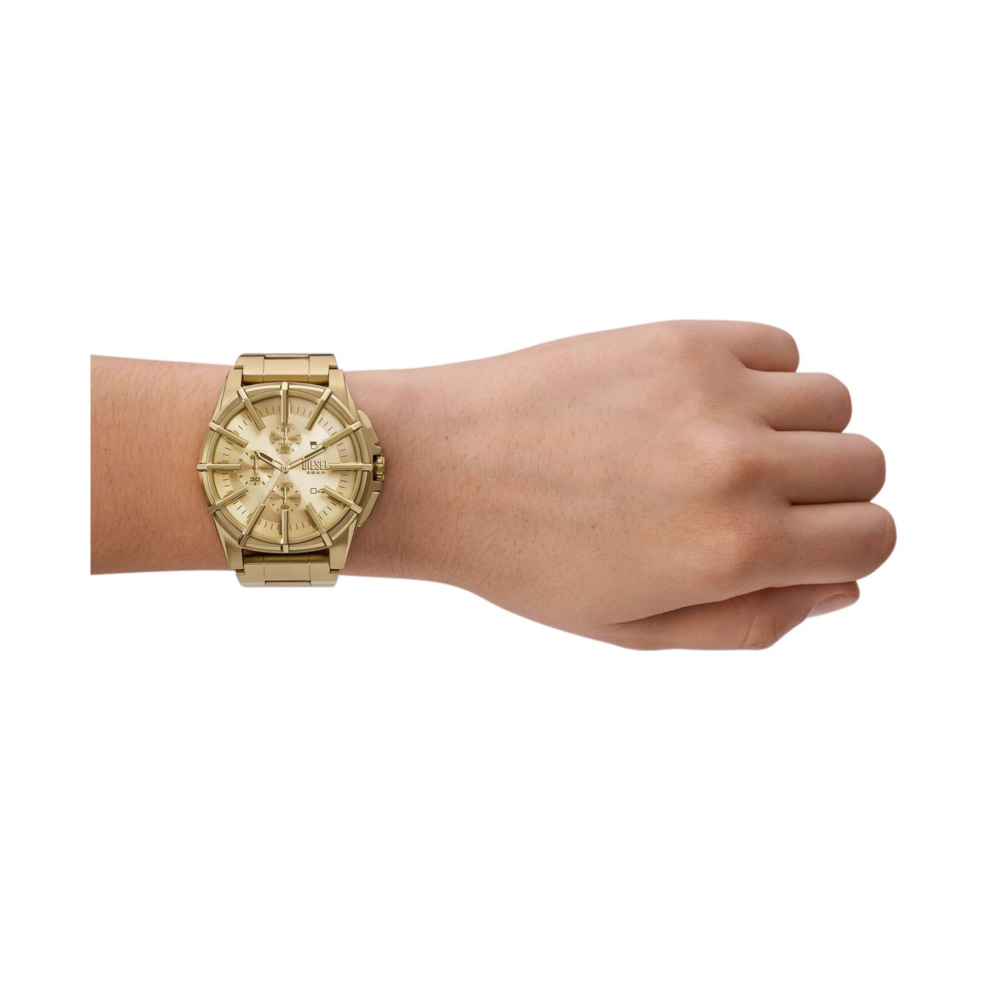 Diesel Framed 44mm Chronograph Gold Dial Steel Mens Quartz Watch DZ4659