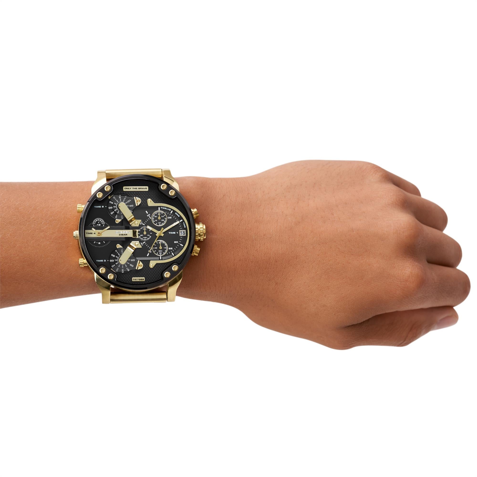 Diesel Mr. Daddy 57mm Chronograph Schwarzes Zifferblatt Stahl Herren Quarz Uhr DZ7333