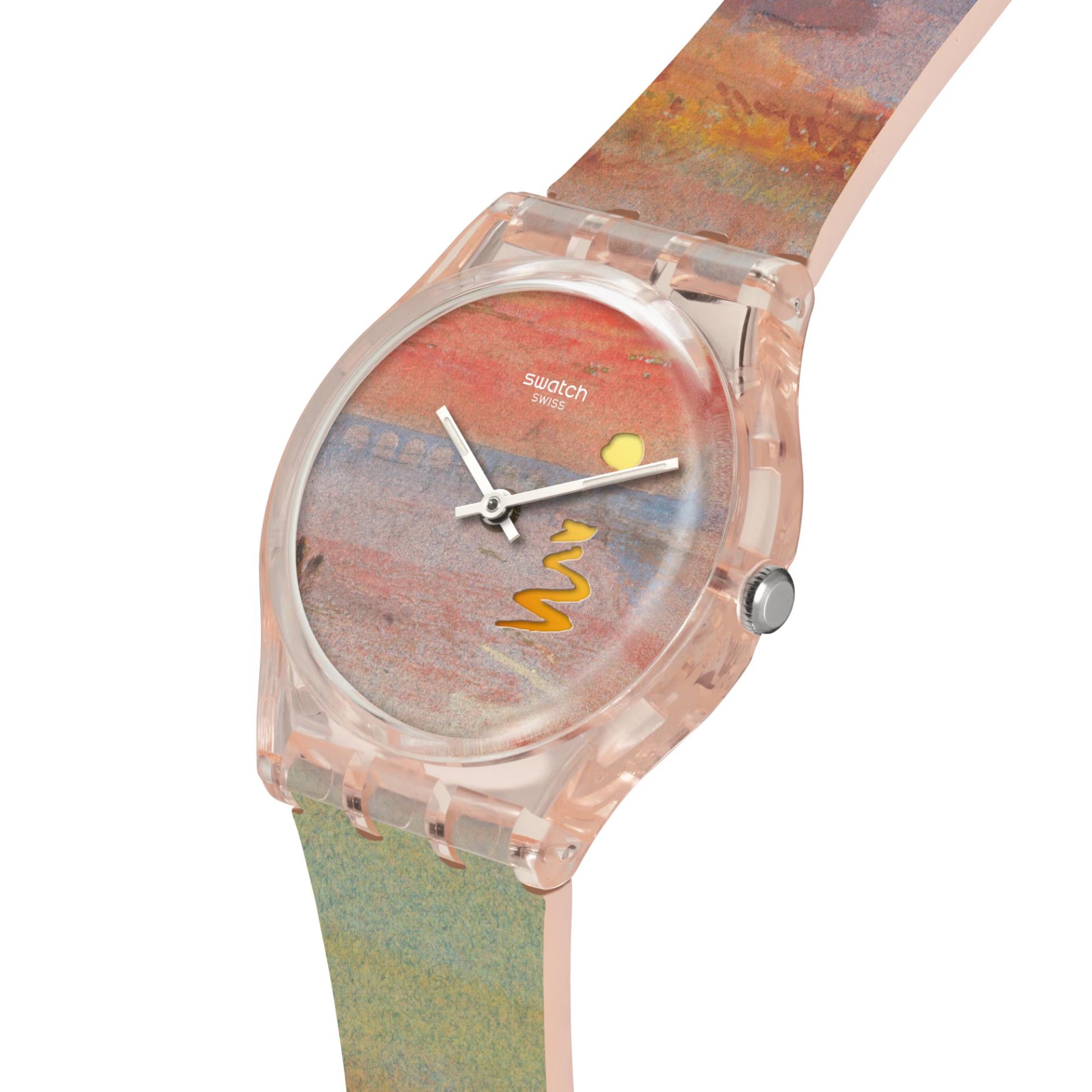 Swatch Turner's Scarlet Sunset Pink Dial Silicone Strap Watch SO28Z700C