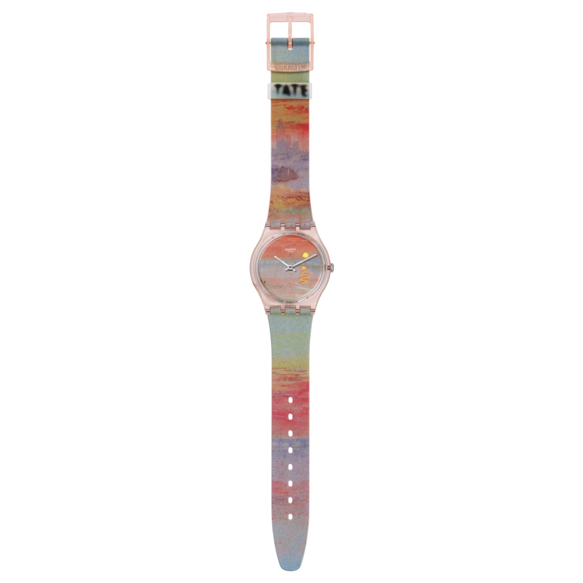 Swatch Turner's Scarlet Sunset Pink Dial Silicone Strap Watch SO28Z700C
