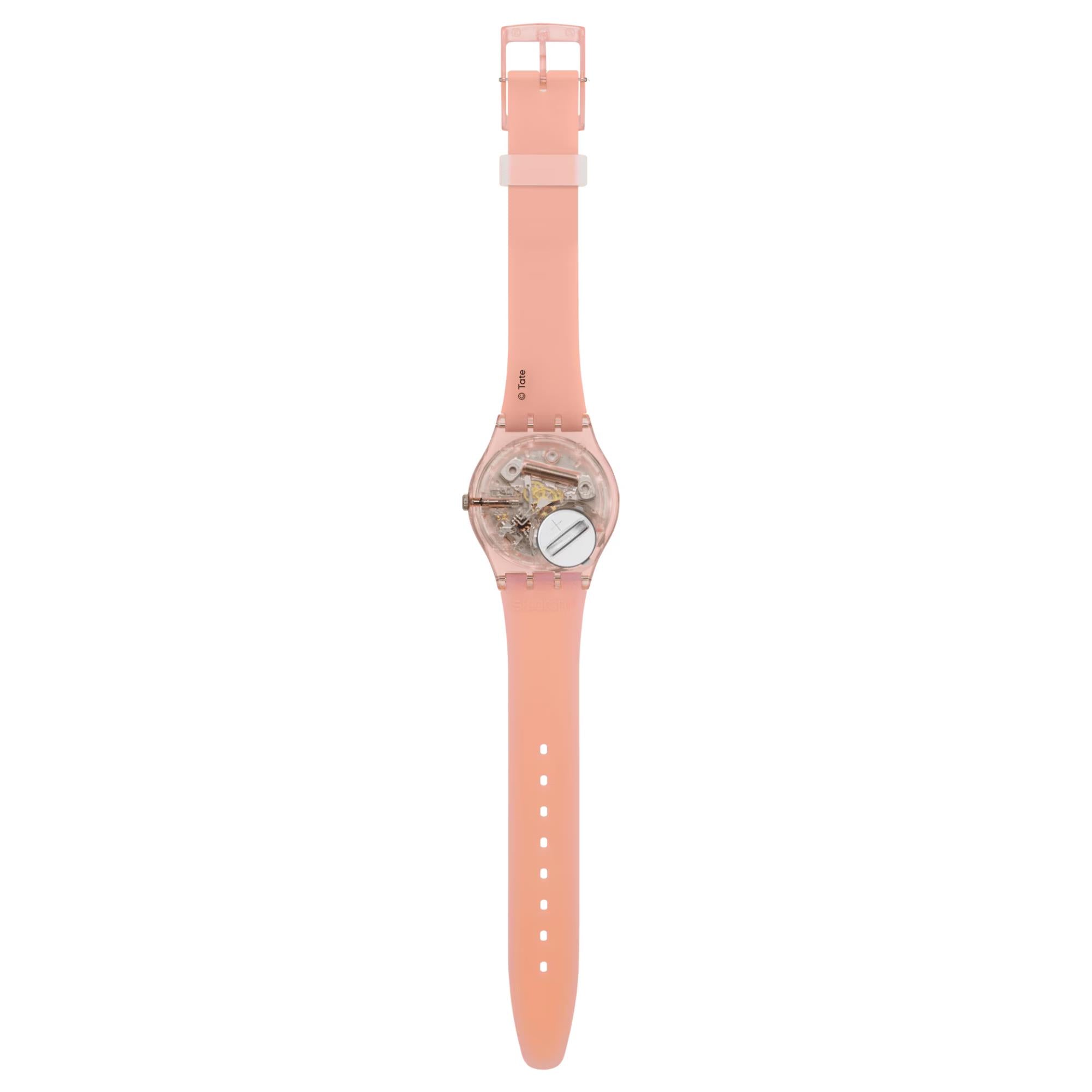 Swatch Turner's Scarlet Sunset Pink Dial Silicone Strap Watch SO28Z700C