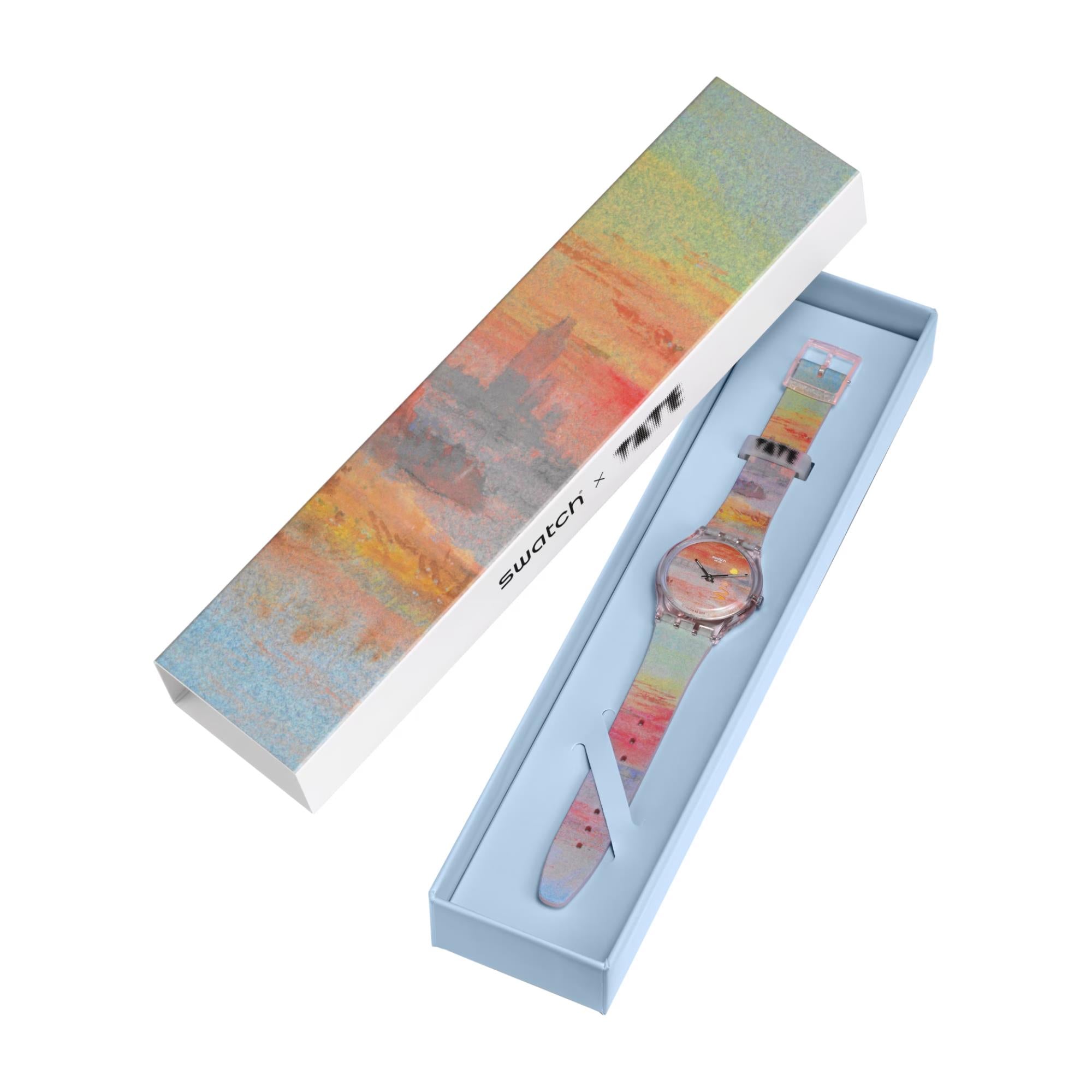 Swatch Turner's Scarlet Sunset Pink Dial Silicone Strap Watch SO28Z700C